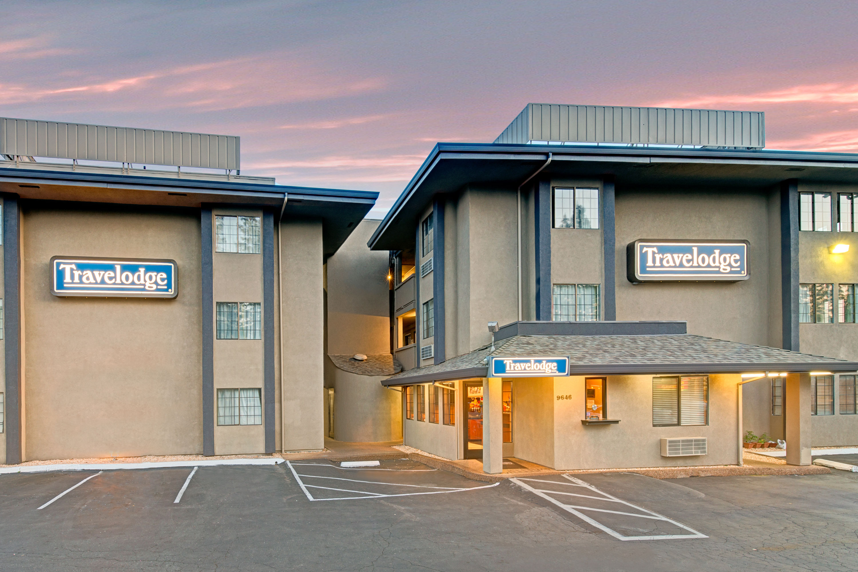 Exterior of Travelodge by Wyndham Sacramento / Rancho Cordova hotel in Sacramento, California