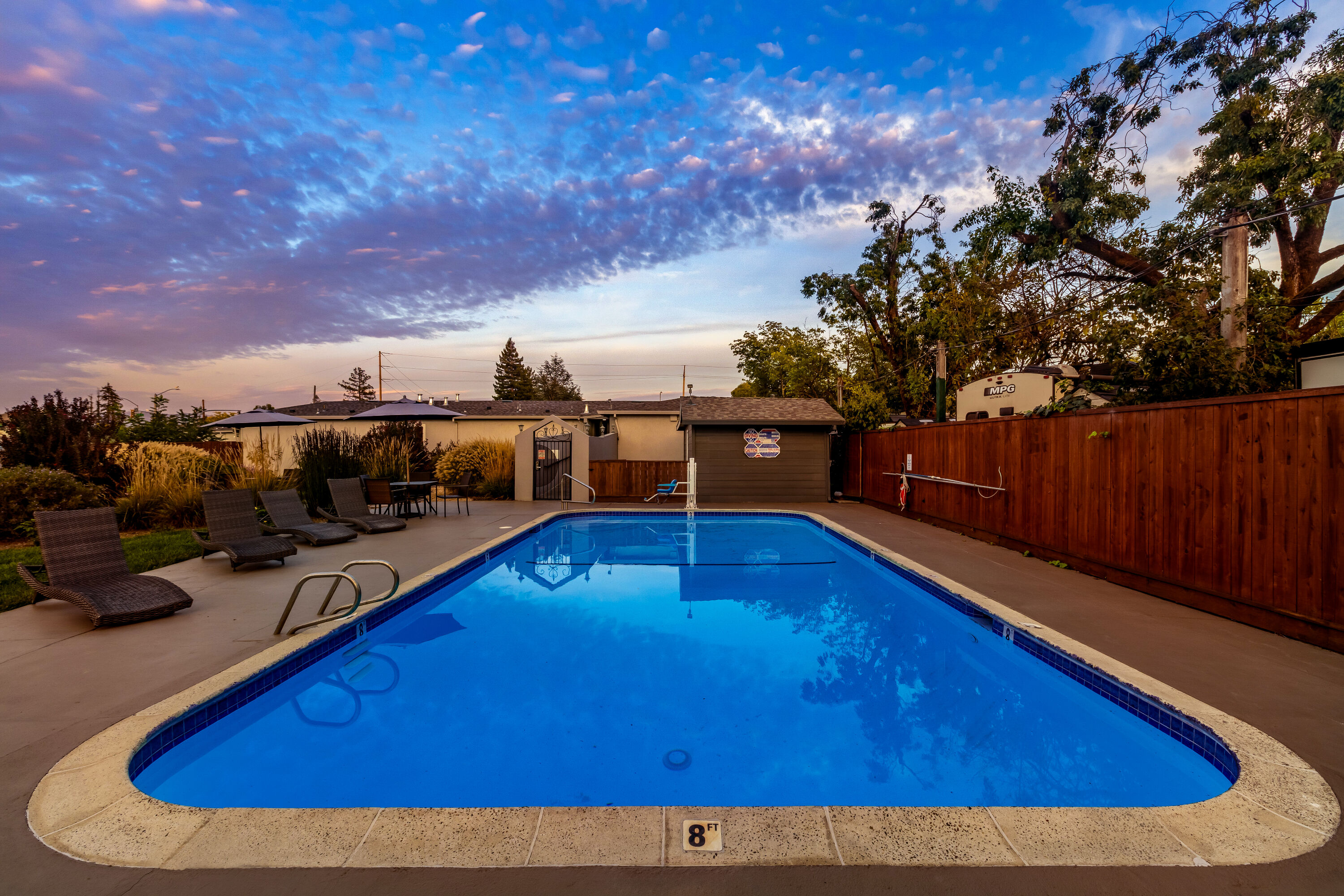 Pool night image at the Travelodge by Wyndham Santa Rosa Wine Country in Santa Rosa, California