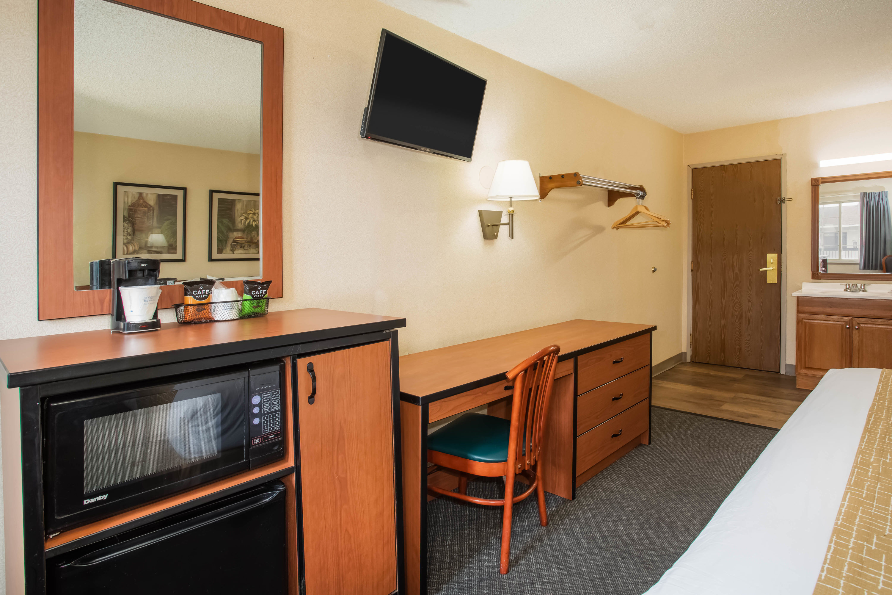 Guest room at the Travelodge by Wyndham Colorado Springs Airport/Peterson SFB in Colorado Springs, Colorado