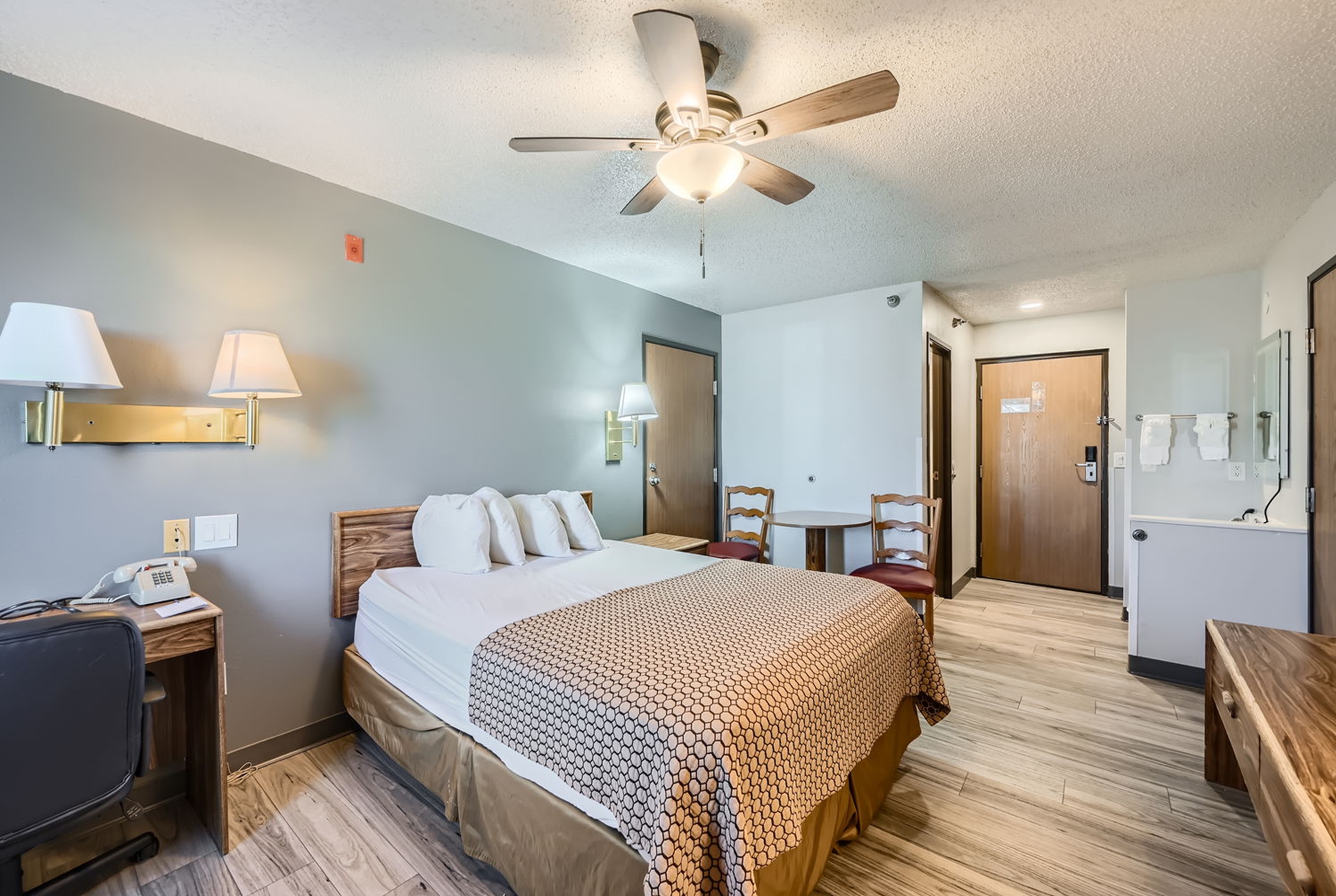 Guest room at the Travelodge by Wyndham Longmont in Longmont, Colorado