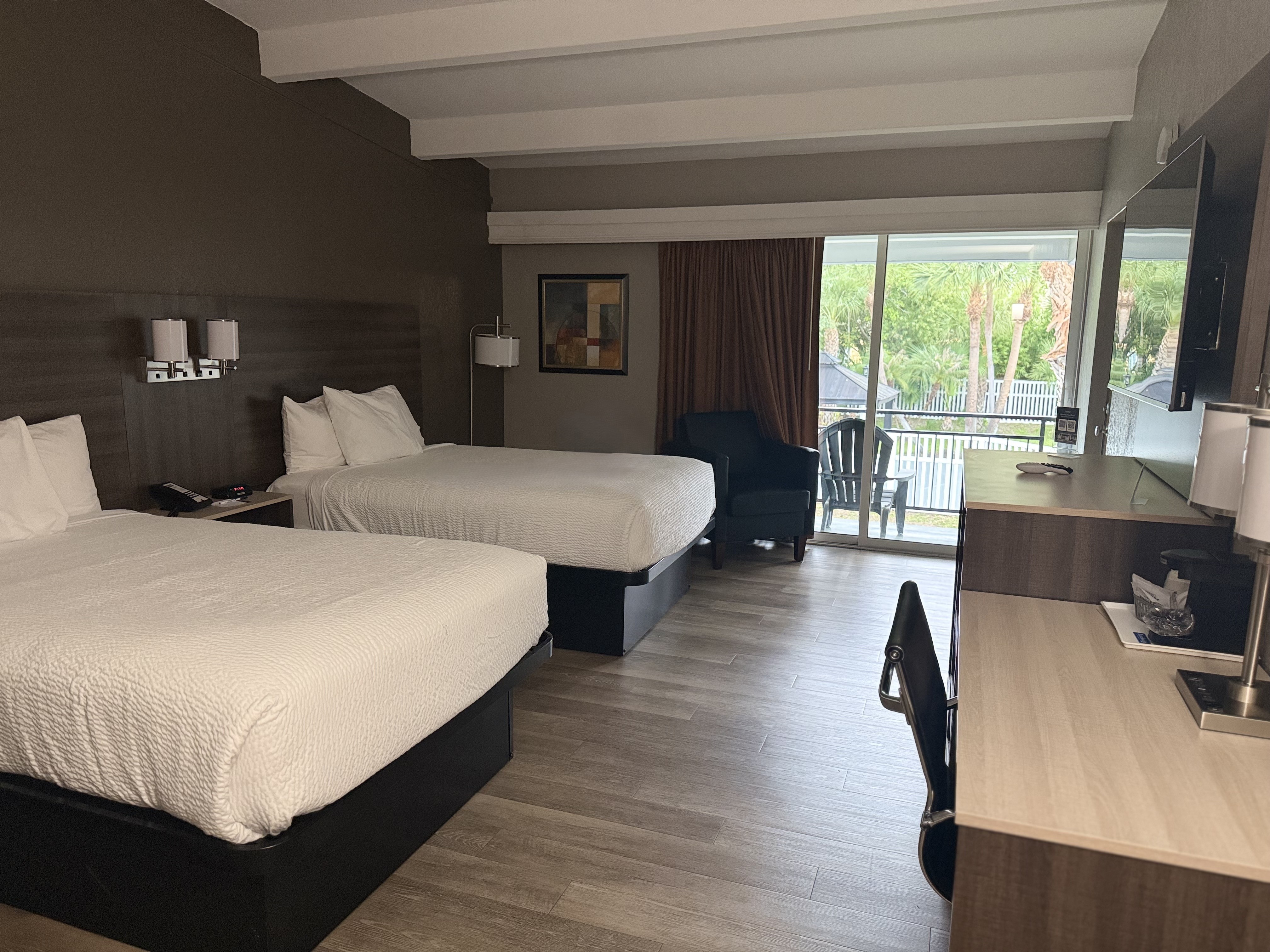 Guest room at the Travelodge by Wyndham Lakeland in Lakeland, Florida