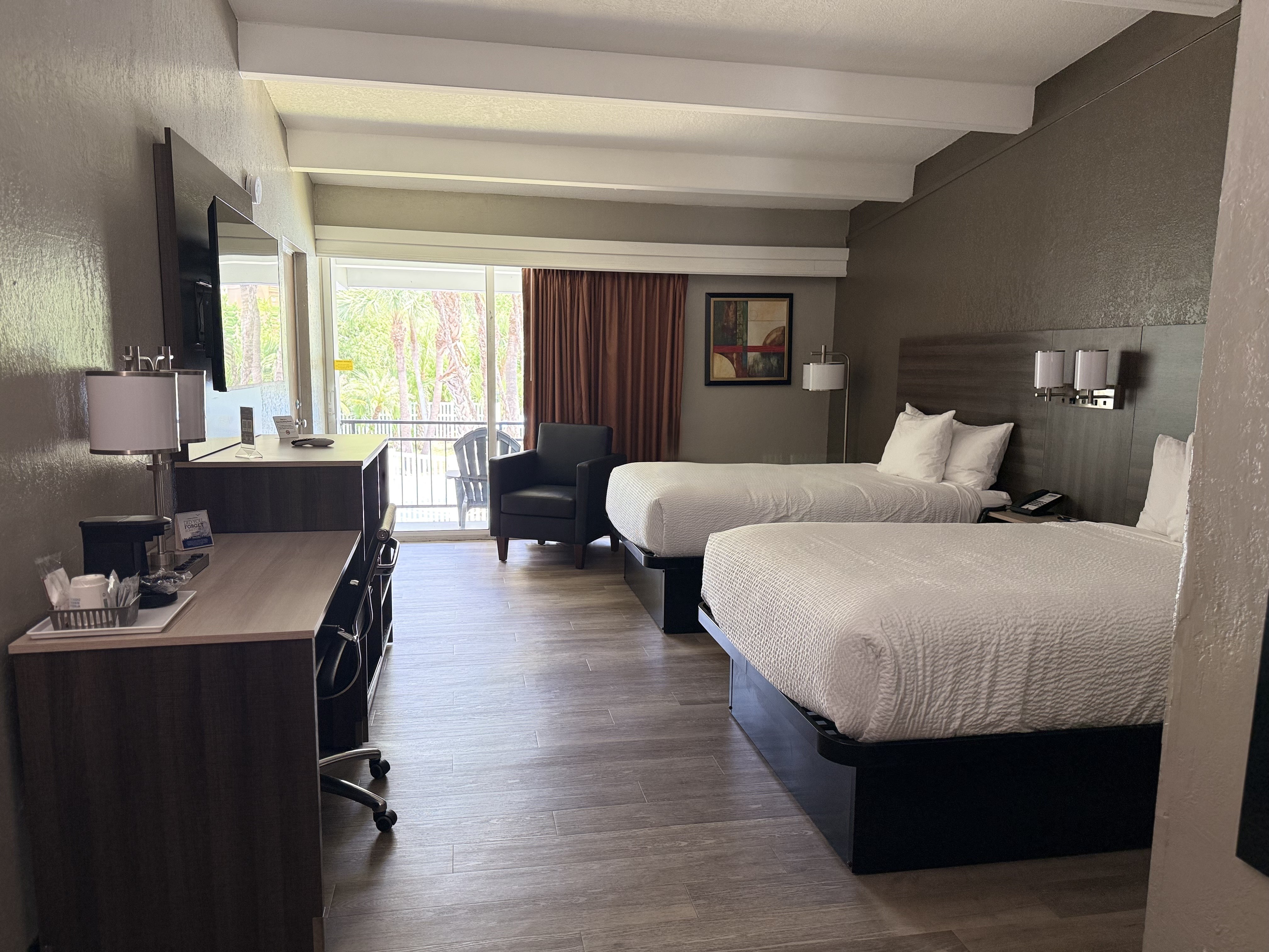 Guest room at the Travelodge by Wyndham Lakeland in Lakeland, Florida