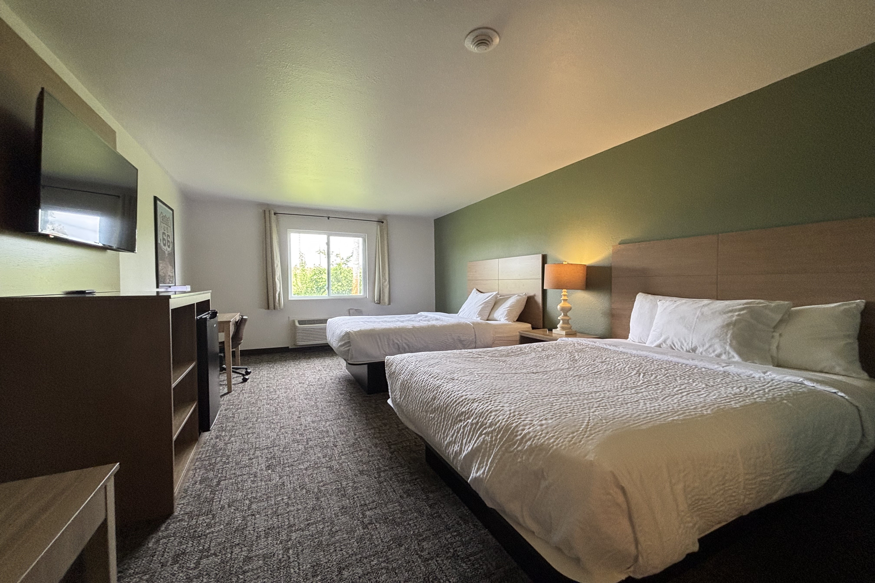 Guest room at the Travelodge by Wyndham Atlanta, Illinois in Atlanta, Illinois