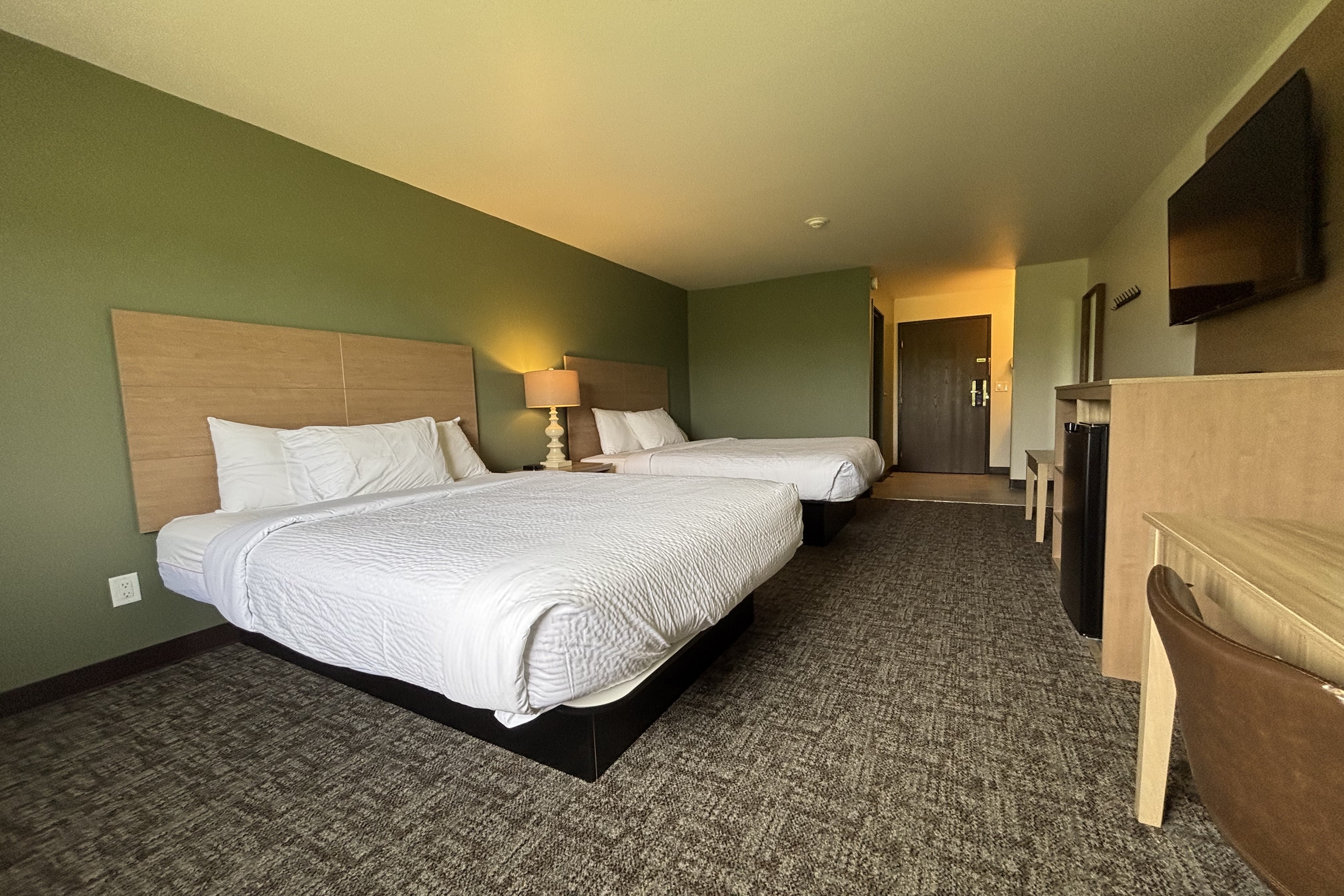 Guest room at the Travelodge by Wyndham Atlanta, Illinois in Atlanta, Illinois