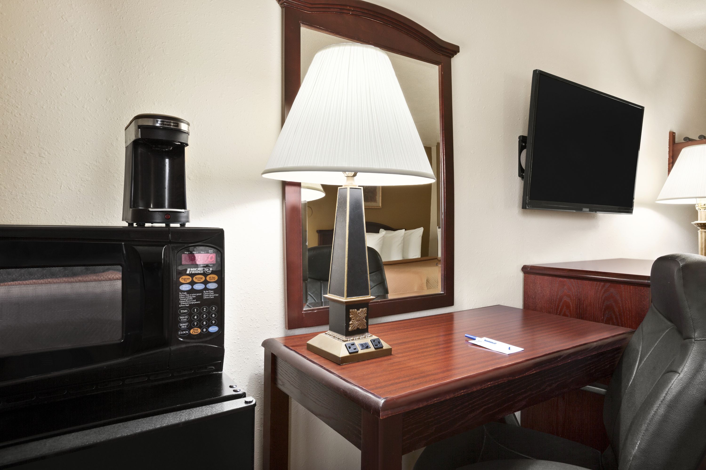 Guest room at the Travelodge by Wyndham La Porte/Michigan City Area in LaPorte, Indiana