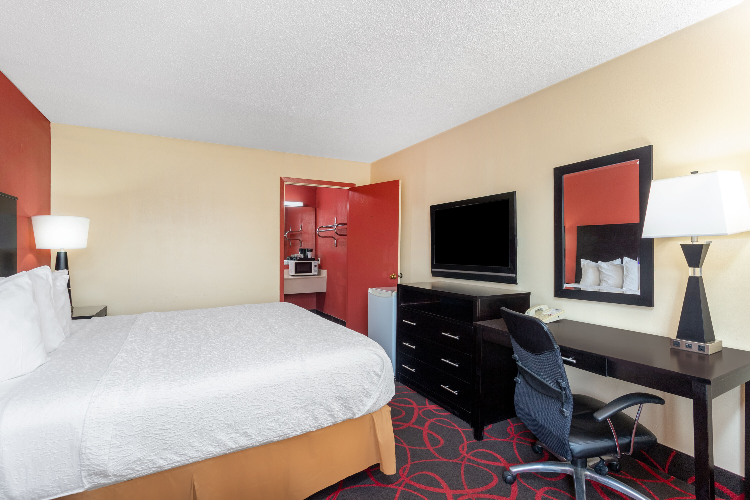 Guest room at the Travelodge by Wyndham Richmond IN in Richmond, Indiana