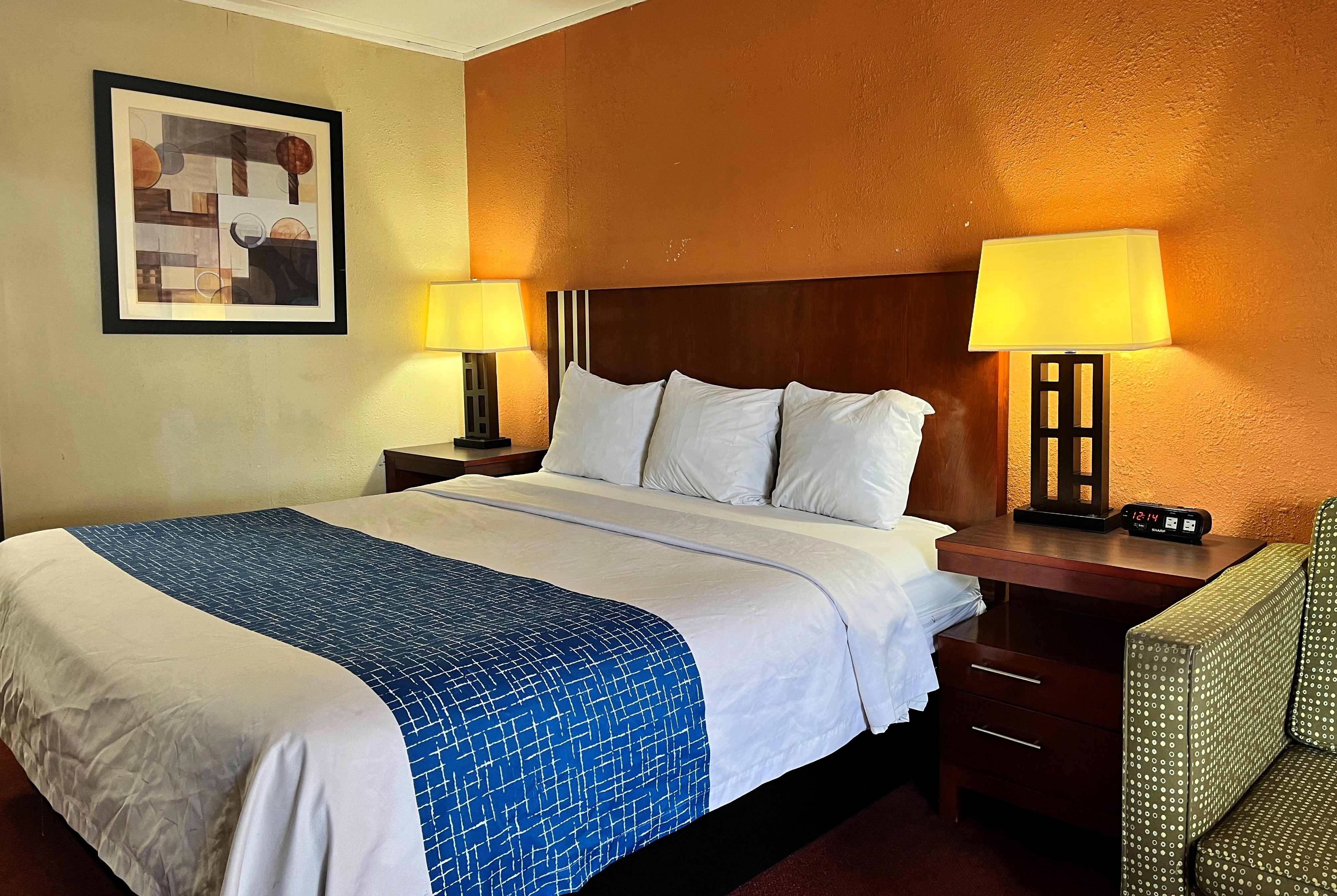 Guest room at the Travelodge by Wyndham Seymour in Seymour, Indiana