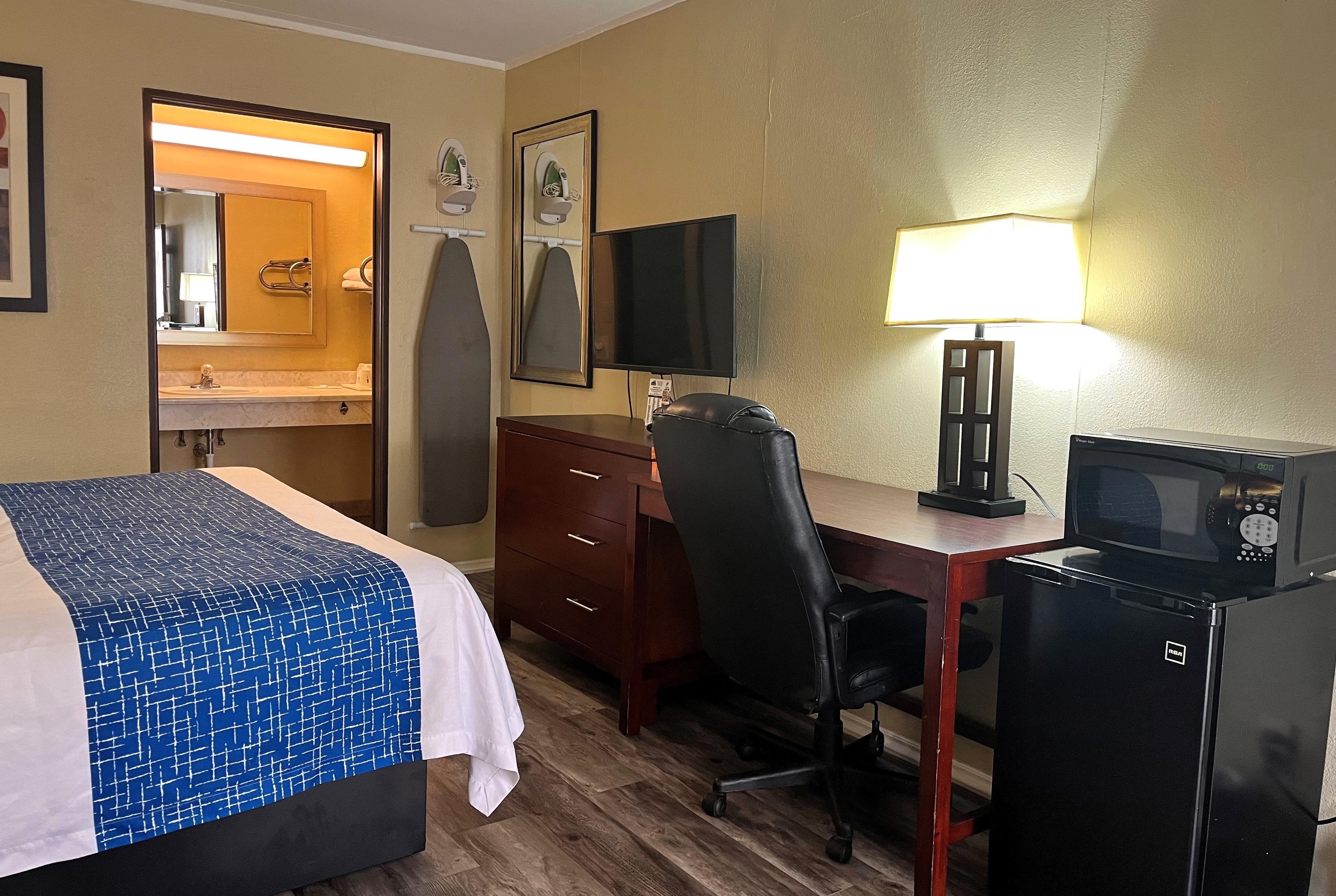 Guest room at the Travelodge by Wyndham Seymour in Seymour, Indiana