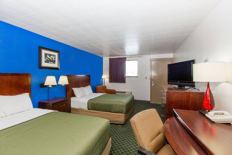 Guest room at the Great Bend Travelodge in Great Bend, Kansas