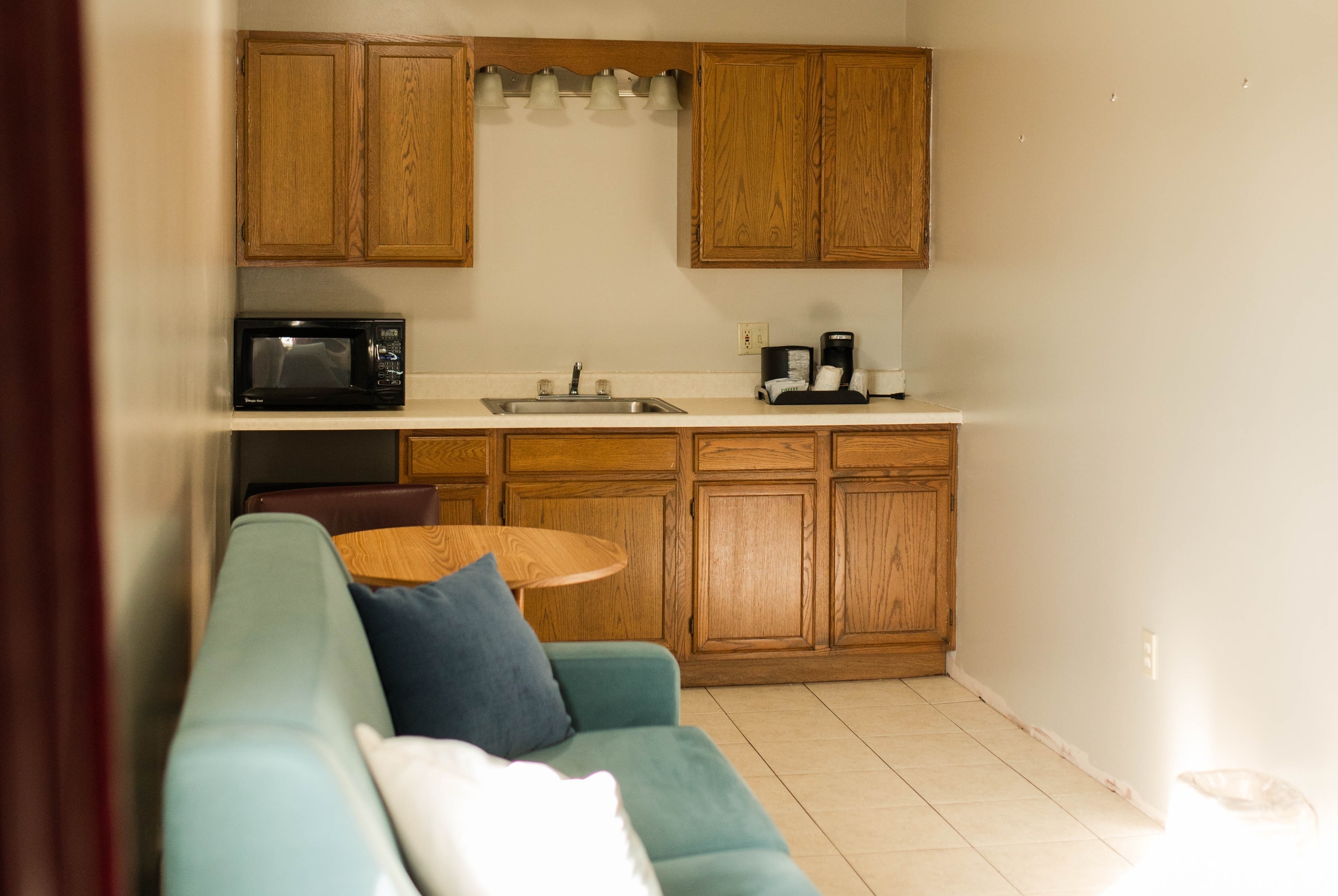 Guest room at the Travelodge by Wyndham Escanaba in Escanaba, Michigan