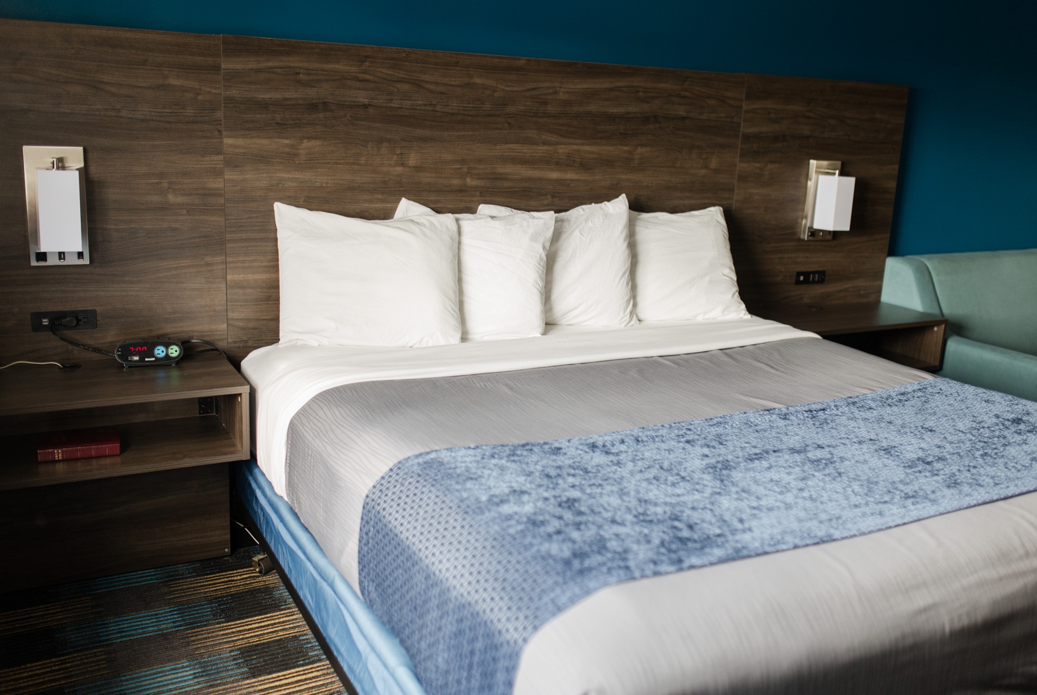 Guest room at the Travelodge by Wyndham Escanaba in Escanaba, Michigan