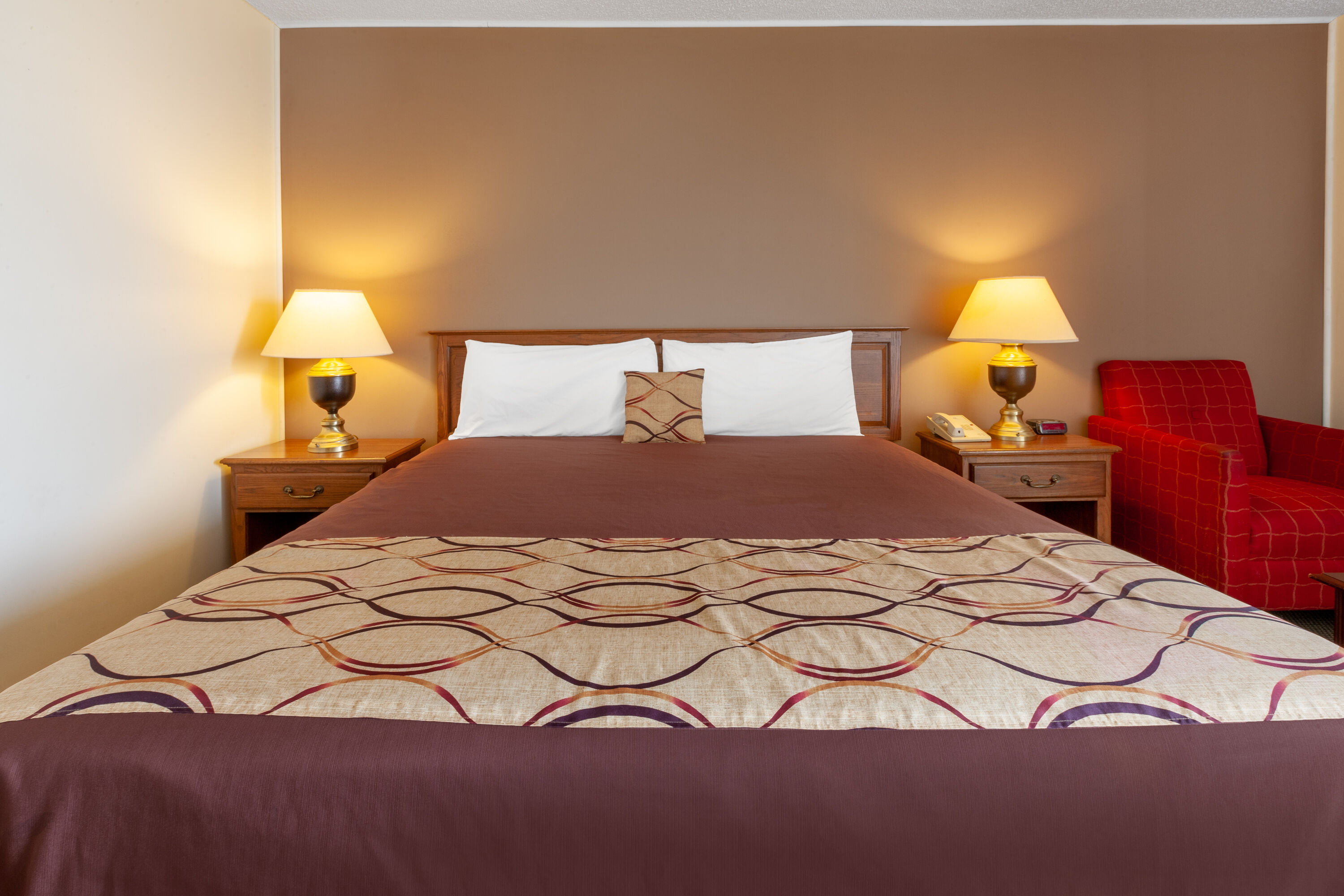 Guest room at the Travelodge by Wyndham Cleveland Airport in Brook Park, Ohio