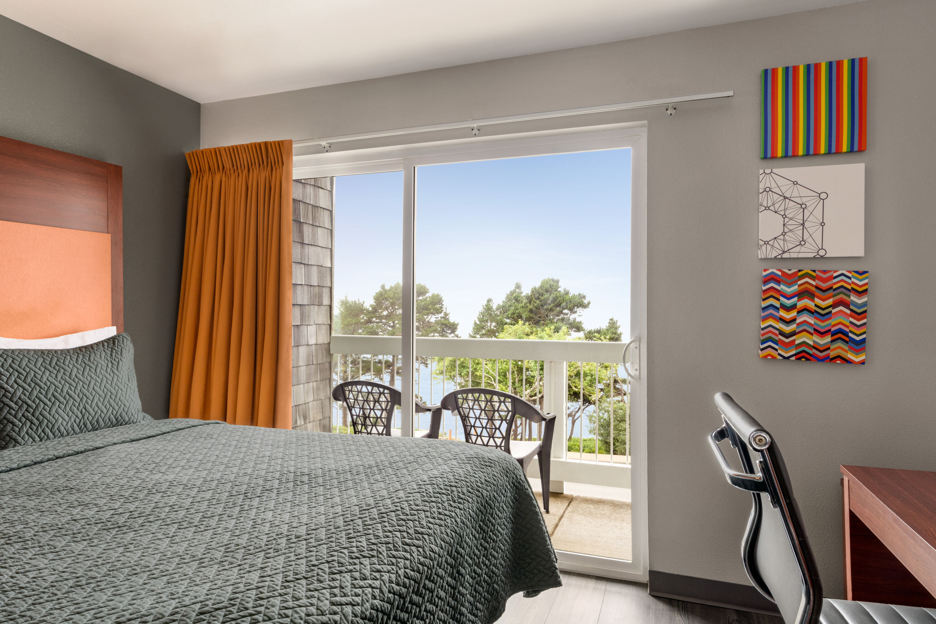 Guest room at the Travelodge by Wyndham Depoe Bay in Depoe Bay, Oregon