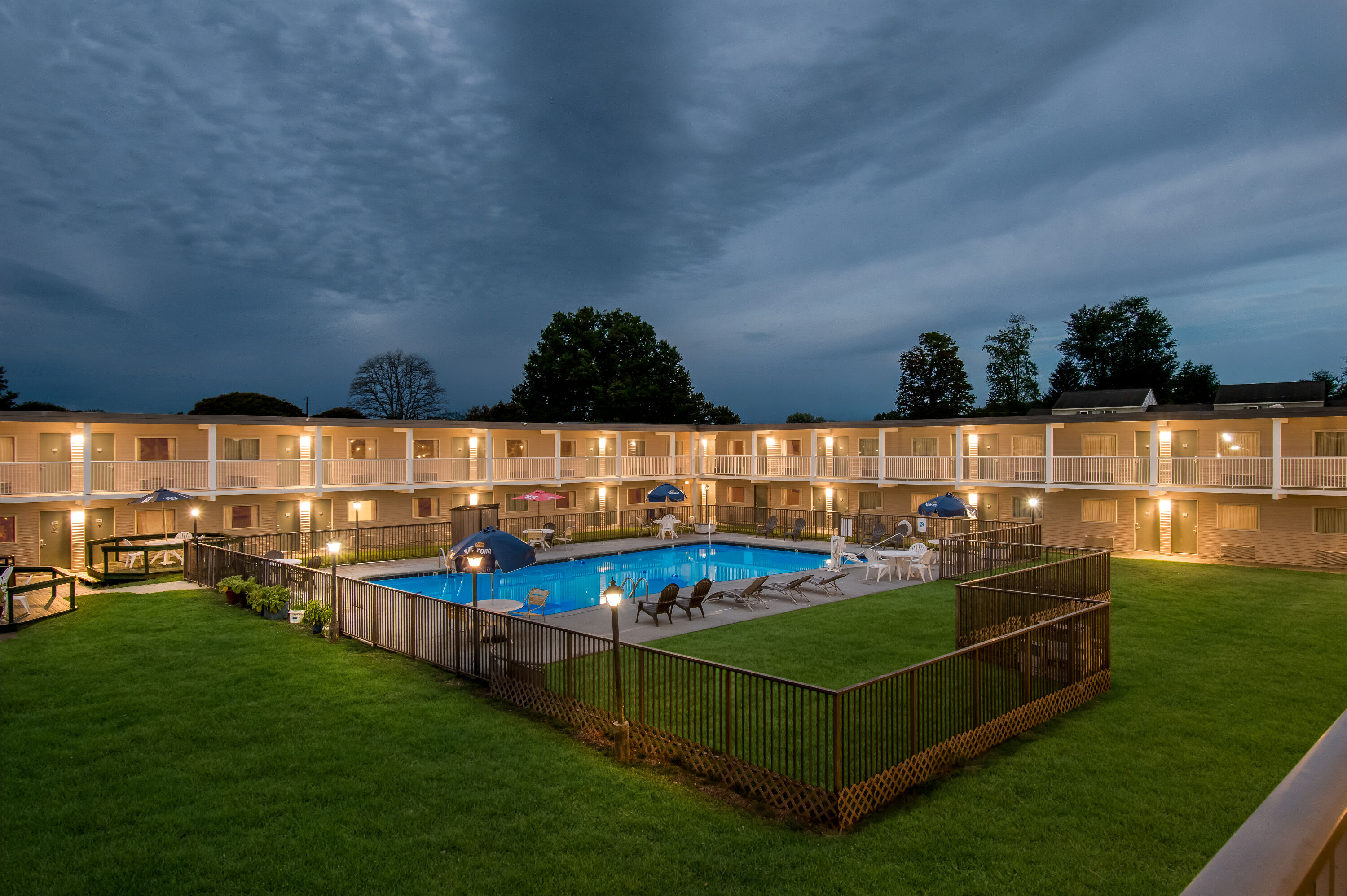 Exterior Night Image of Travelodge by Wyndham Shamokin Dam/Selinsgrove hotel in Shamokin Dam, Pennsylvania