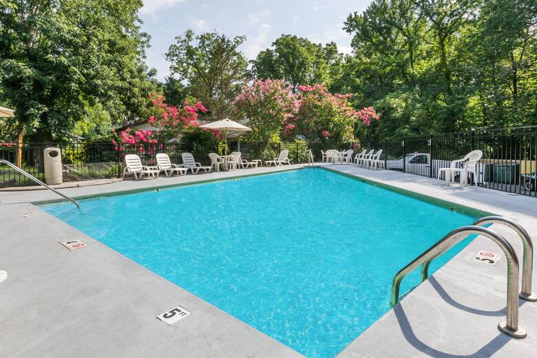 Pool at the Travelodge Inn & Suites Gatlinburg On The River in Gatlinburg, Tennessee