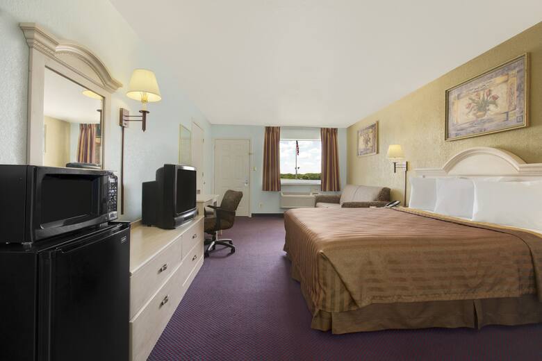 Guest room at the Travelodge San Antonio ATT Center/I-10 East in San Antonio, Texas