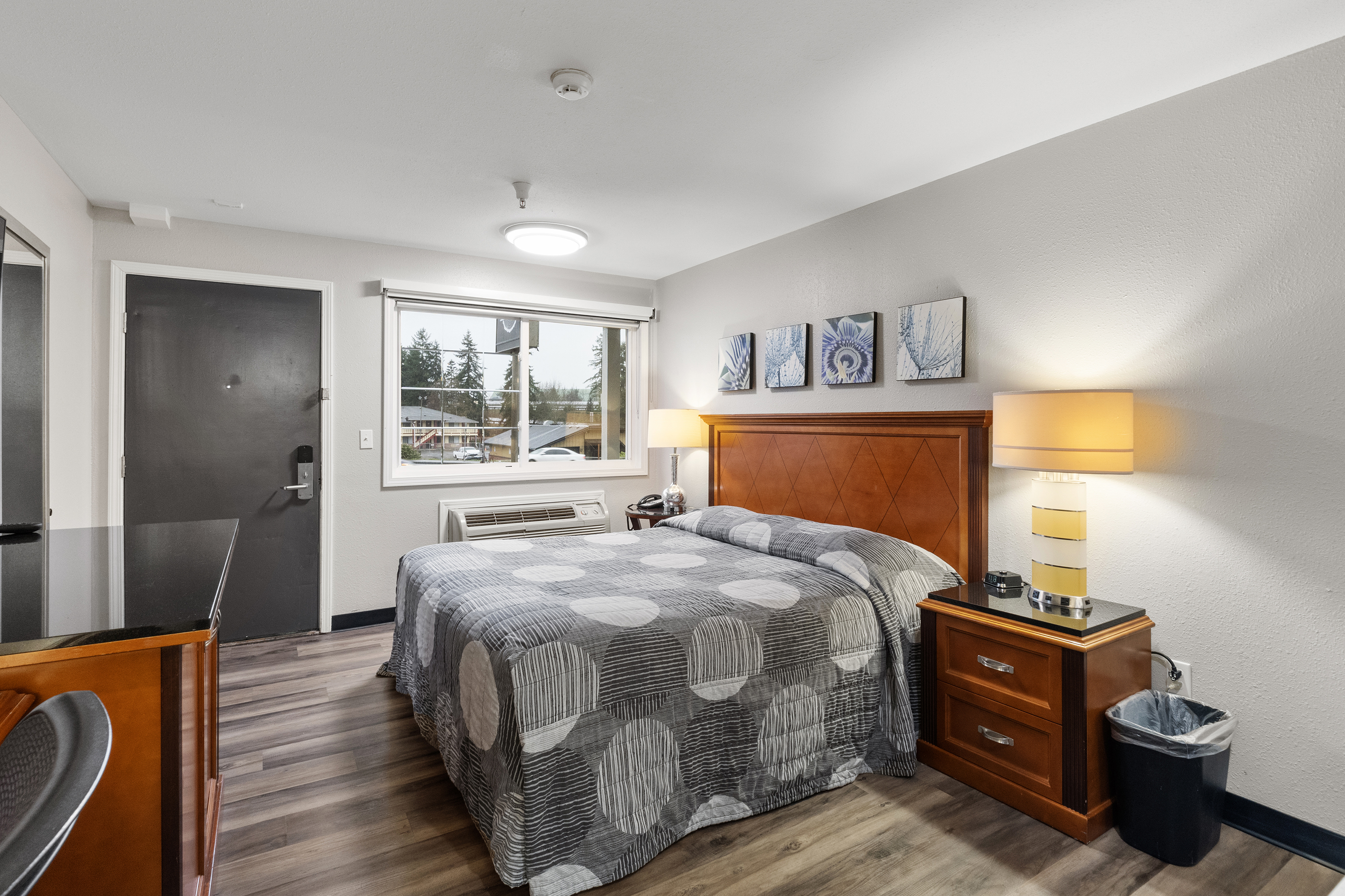 Guest room at the Basecamp Puyallup a Travelodge by Wyndham in Puyallup, Washington