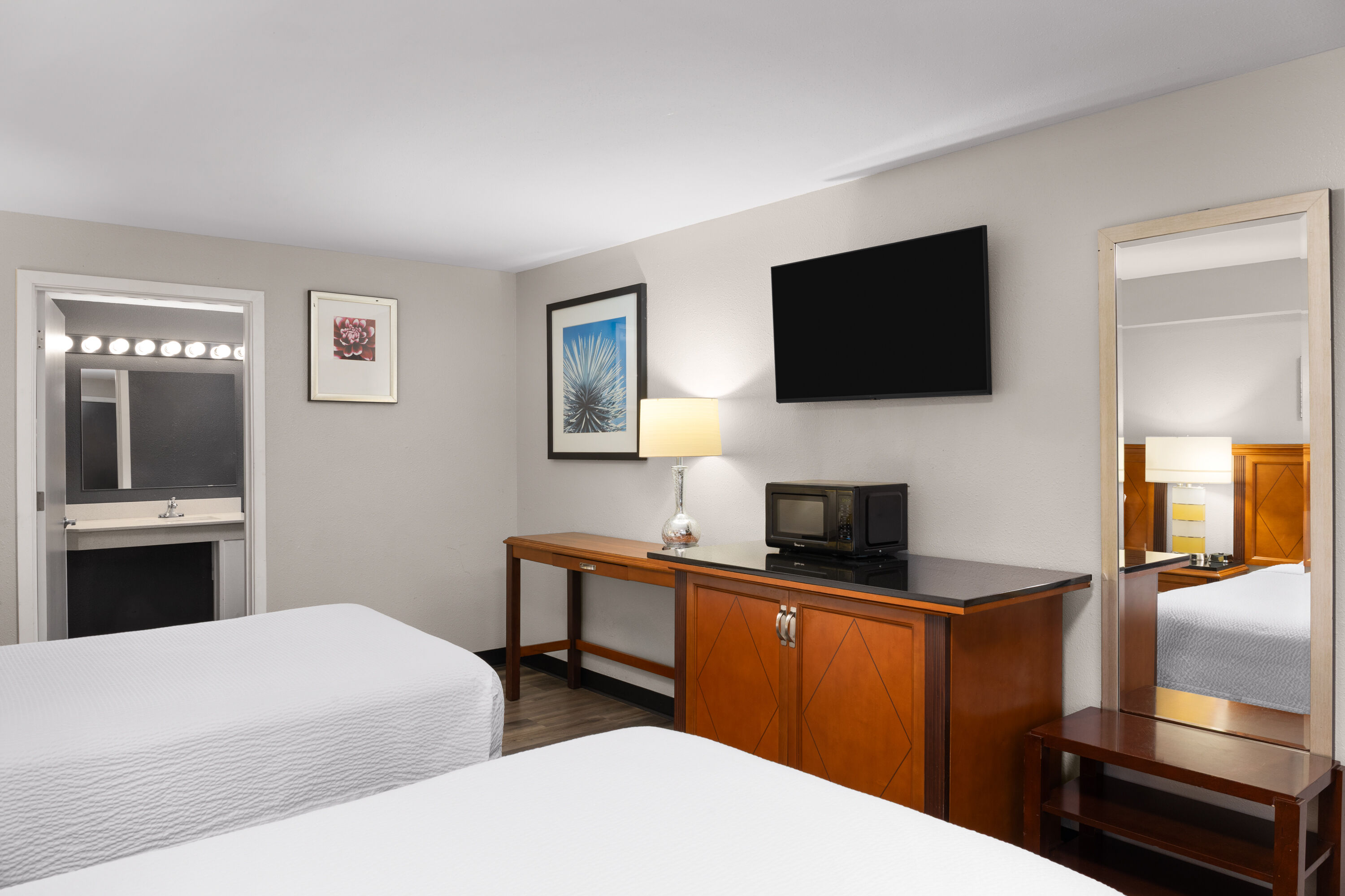 Guest room at the Basecamp Puyallup a Travelodge by Wyndham in Puyallup, Washington