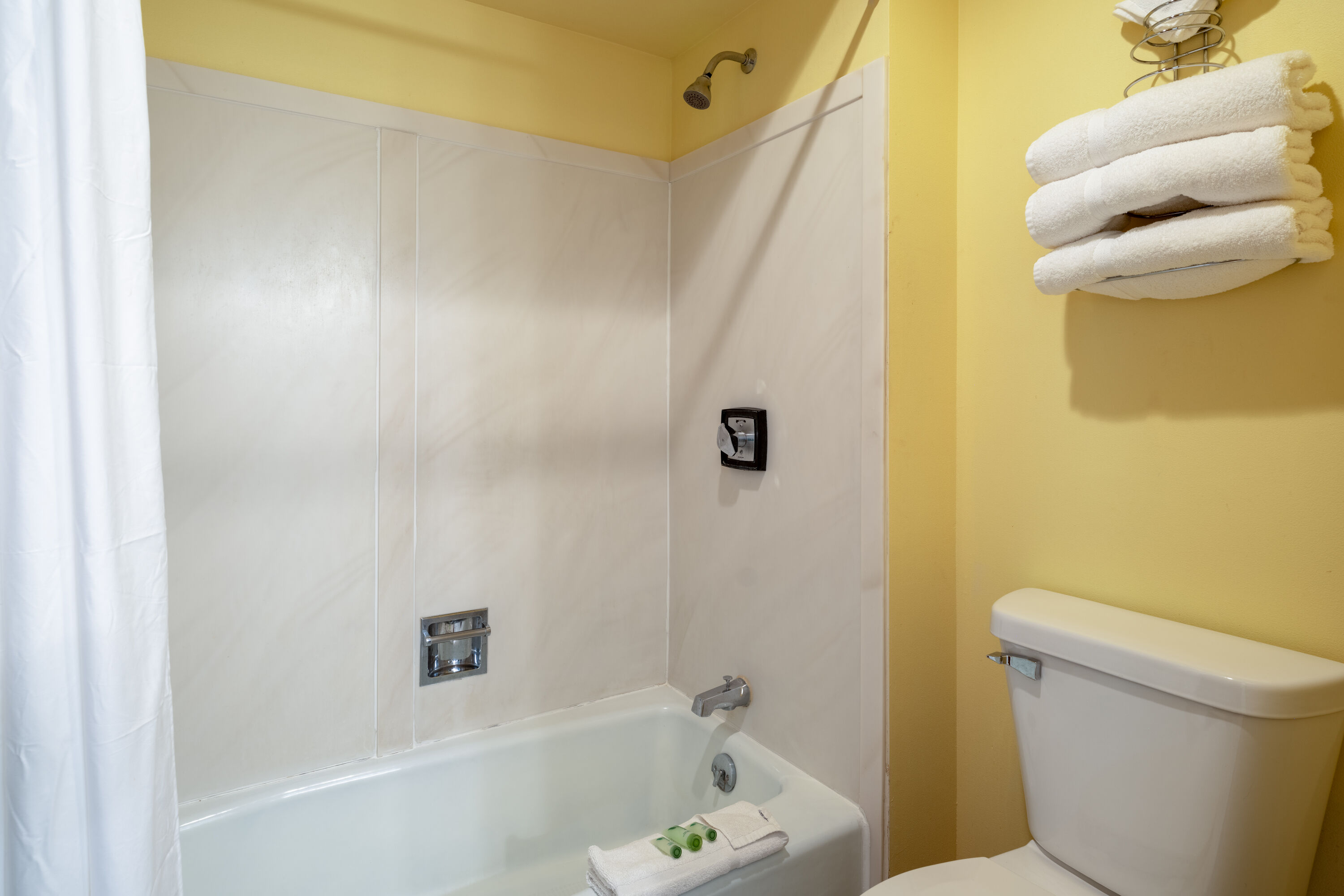 Guest room bath at the Travelodge by Wyndham Merrill in Merrill, Wisconsin