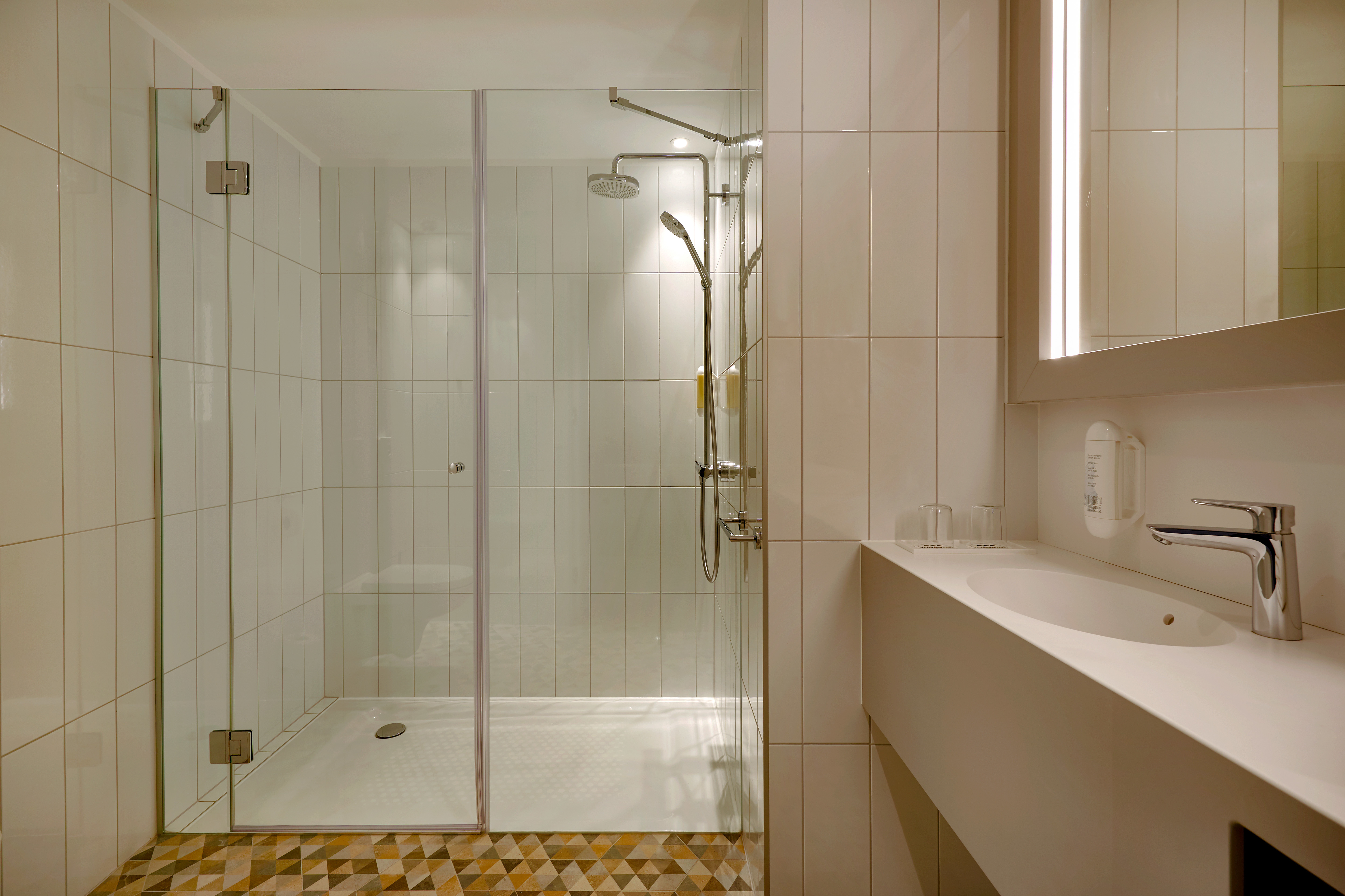 Guest room bath at the H+ Hotel Wien in Vienna, Other than US/Canada