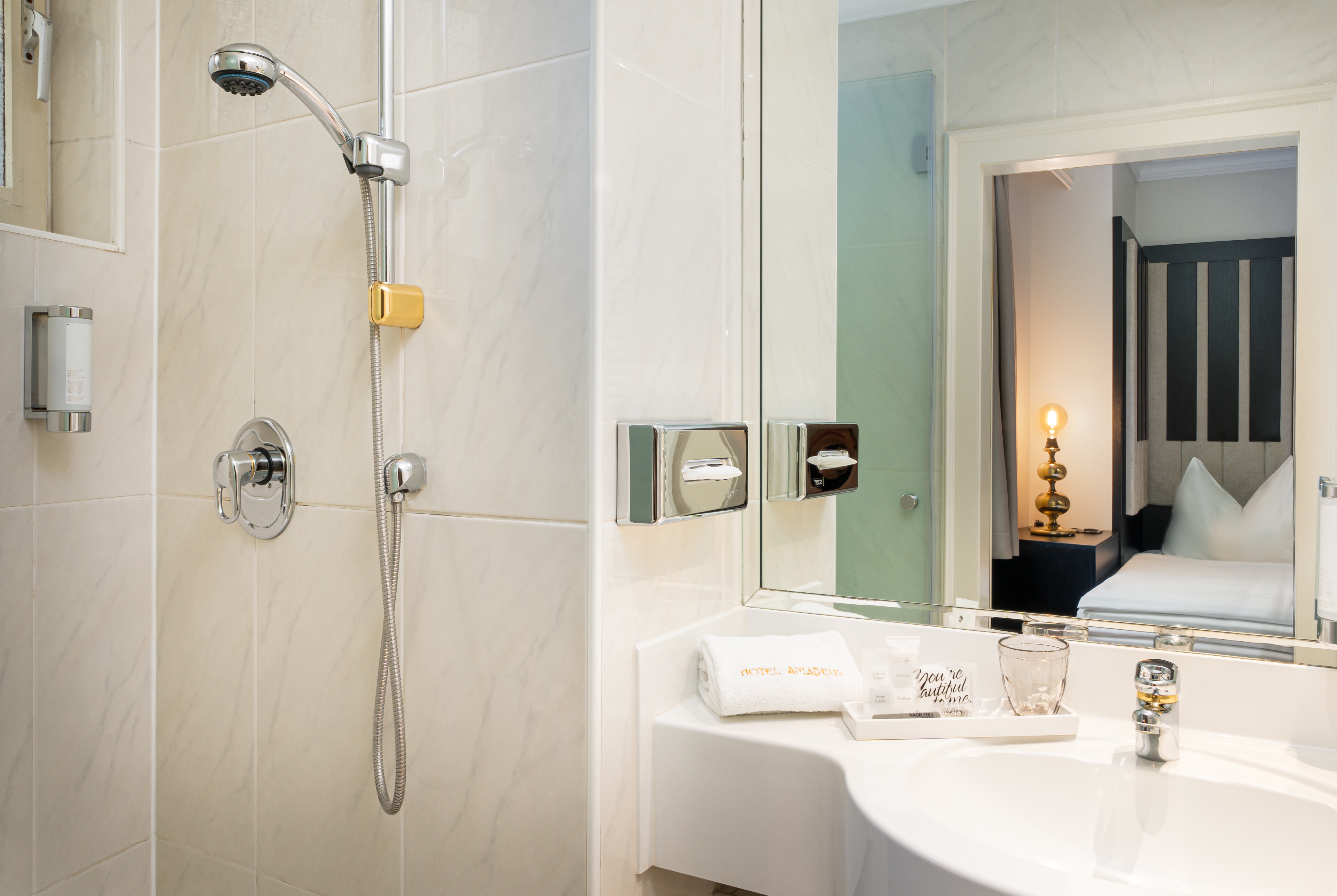 Guest room bath at the elaya hotel vienna city center, Trademark by Wyndham in Vienna, Other than US/Canada