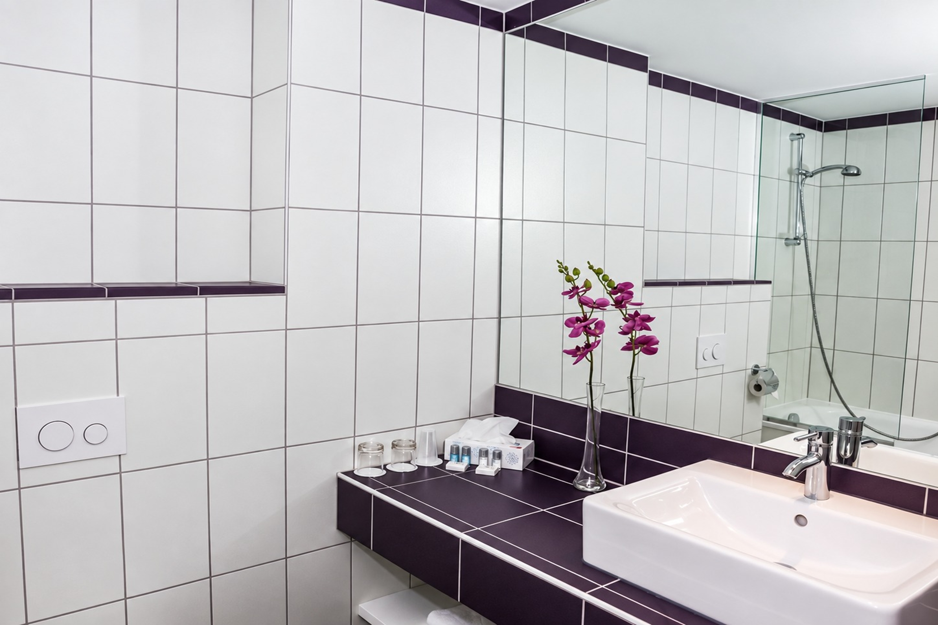 Guest room bath at the elaya hotel vienna city west, Trademark by Wyndha in Vienna, Other than US/Canada