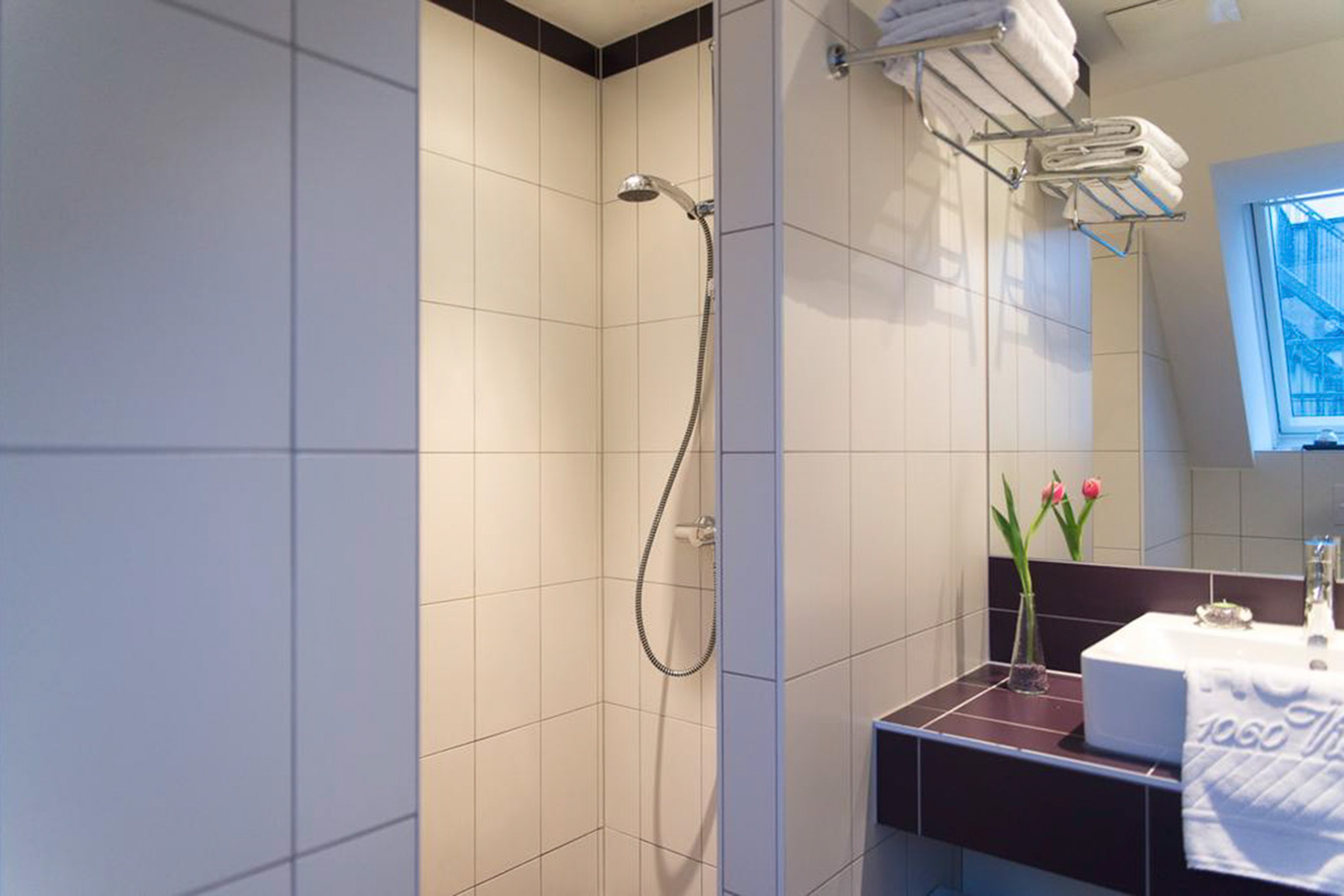 Guest room bath at the elaya hotel vienna city west, Trademark by Wyndha in Vienna, Other than US/Canada