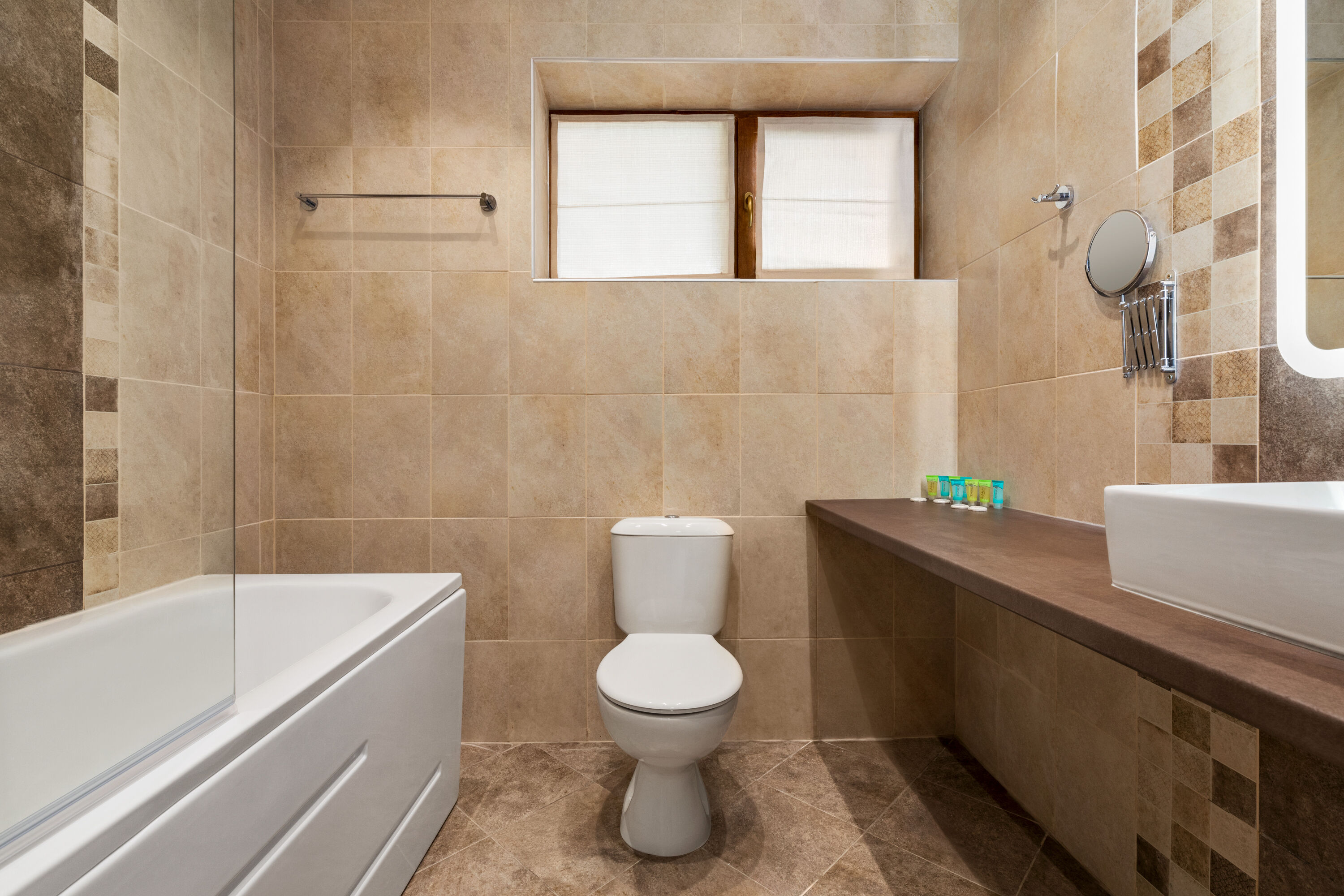 Guest room bath at the The Balkan Jewel Resort, Trademark Collection by Wyndham in Razlog, Other than US/Canada