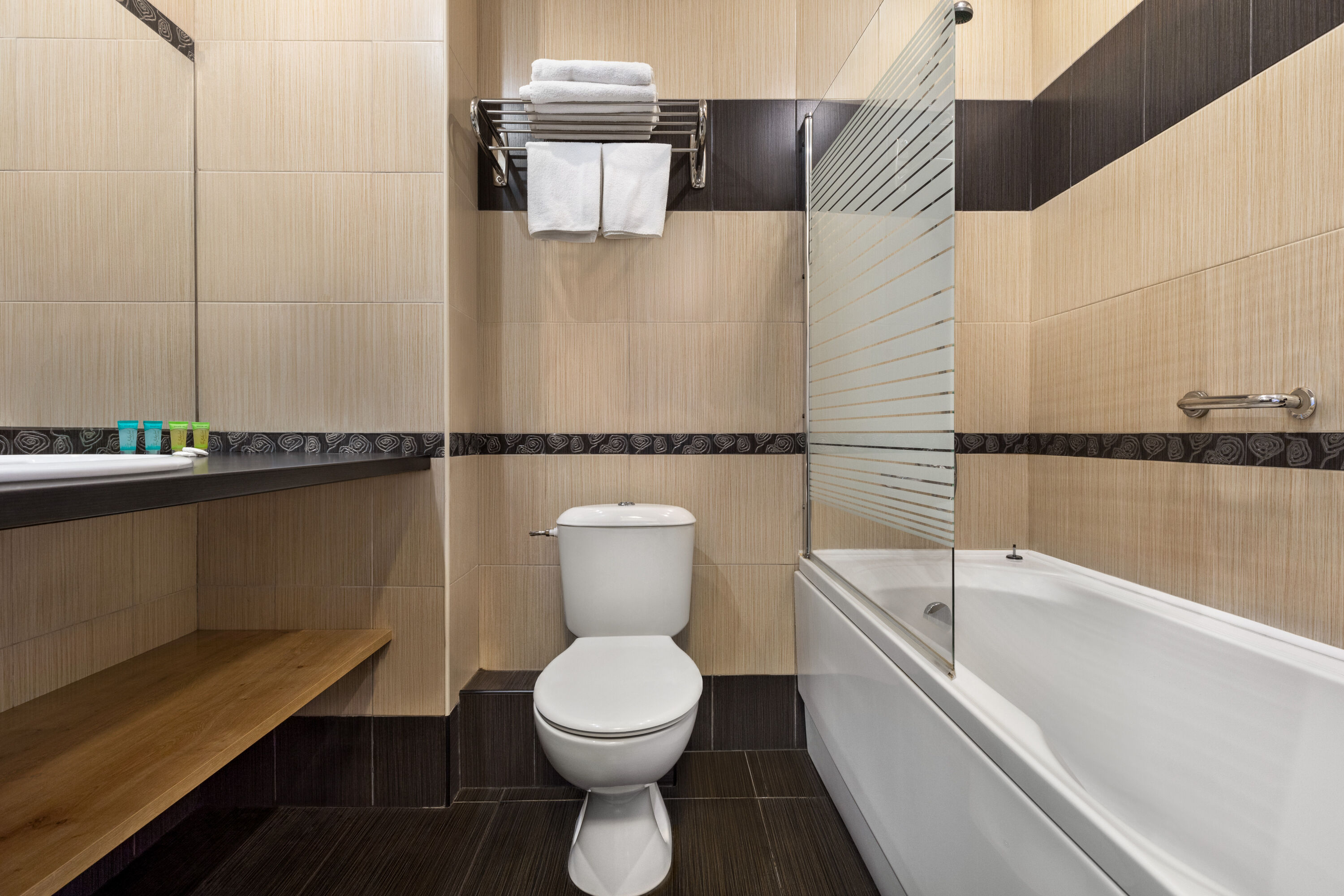 Guest room bath at the The Balkan Jewel Resort, Trademark Collection by Wyndham in Razlog, Other than US/Canada