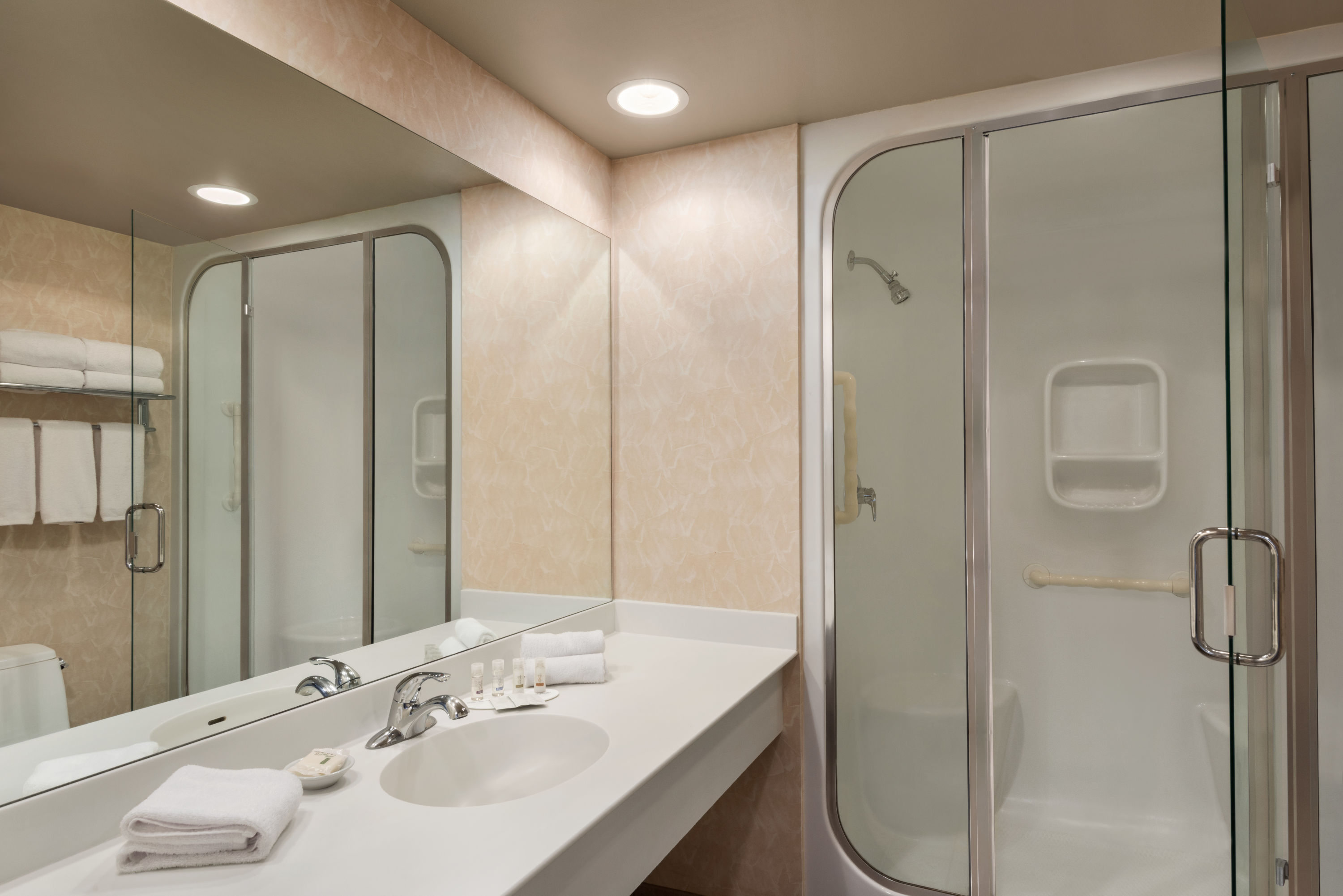 Guest room bath at the Royal Hotel Edmonton Airport Trademark Collection by Wyndham in Leduc, Alberta