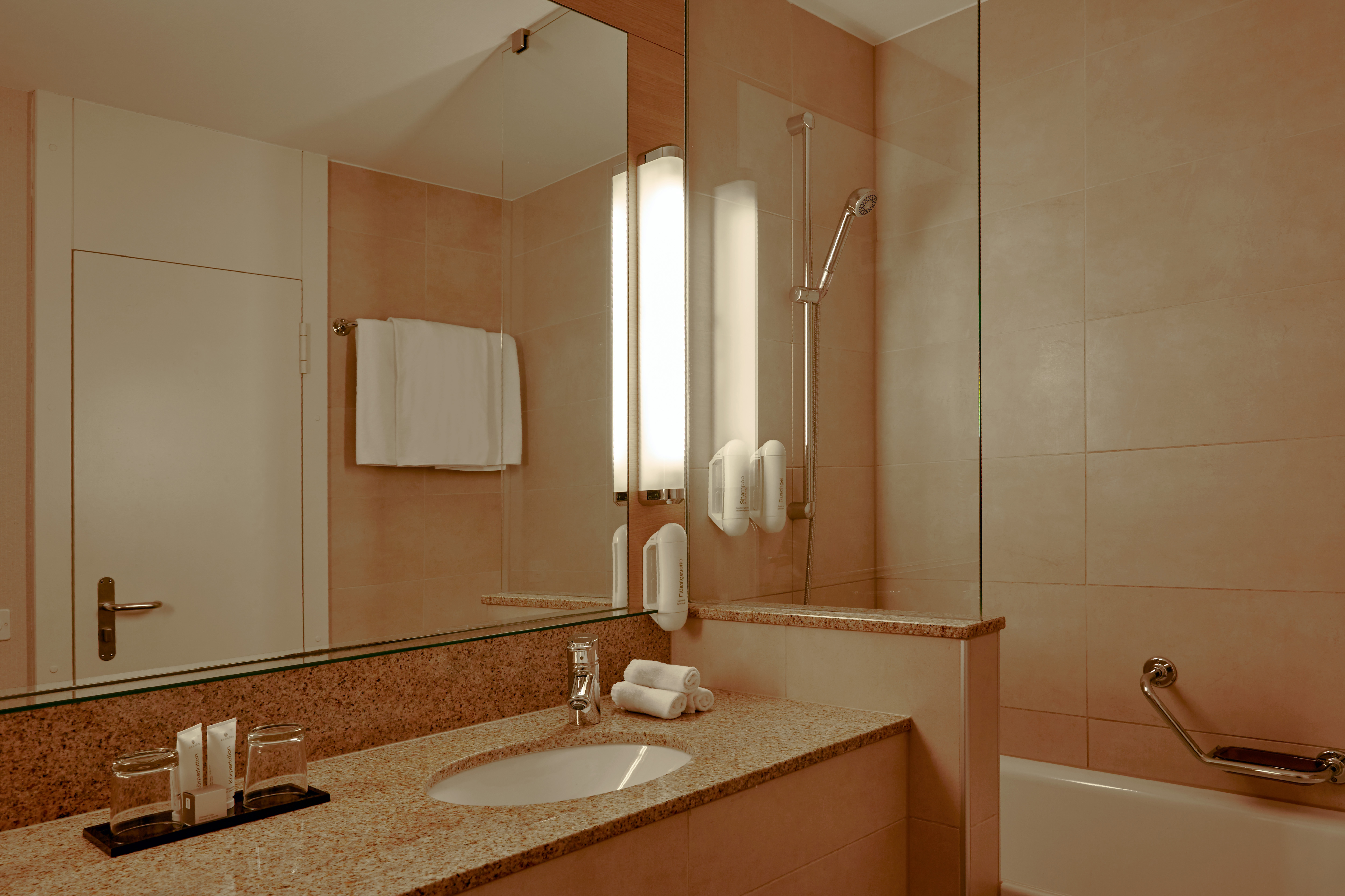 Guest room bath at the H+ Hotel & SPA Engelberg in Engelberg, Other than US/Canada