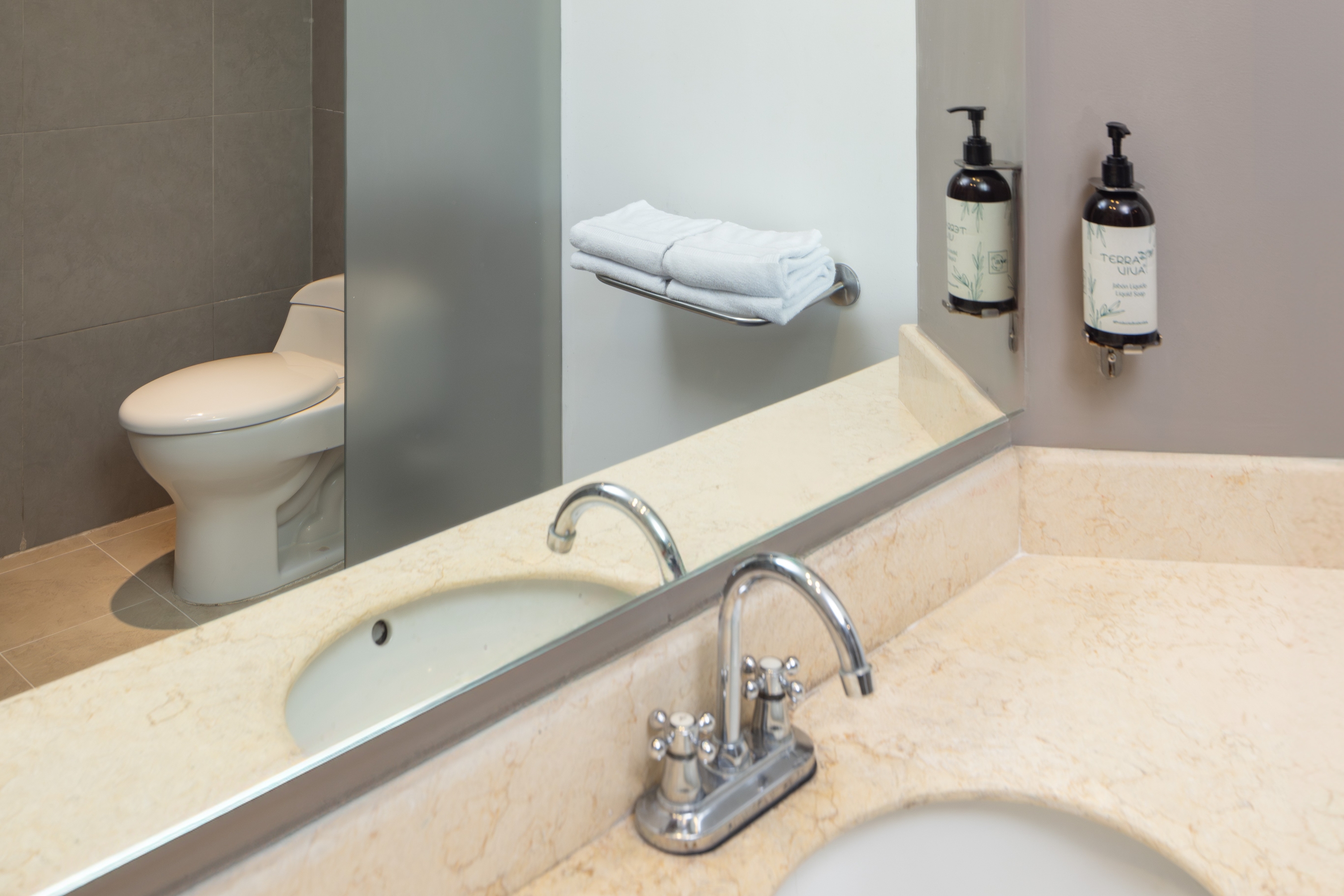 Guest room bath at the Decameron Baru, A Trademark All Inclusive in Cartagena, Other than US/Canada