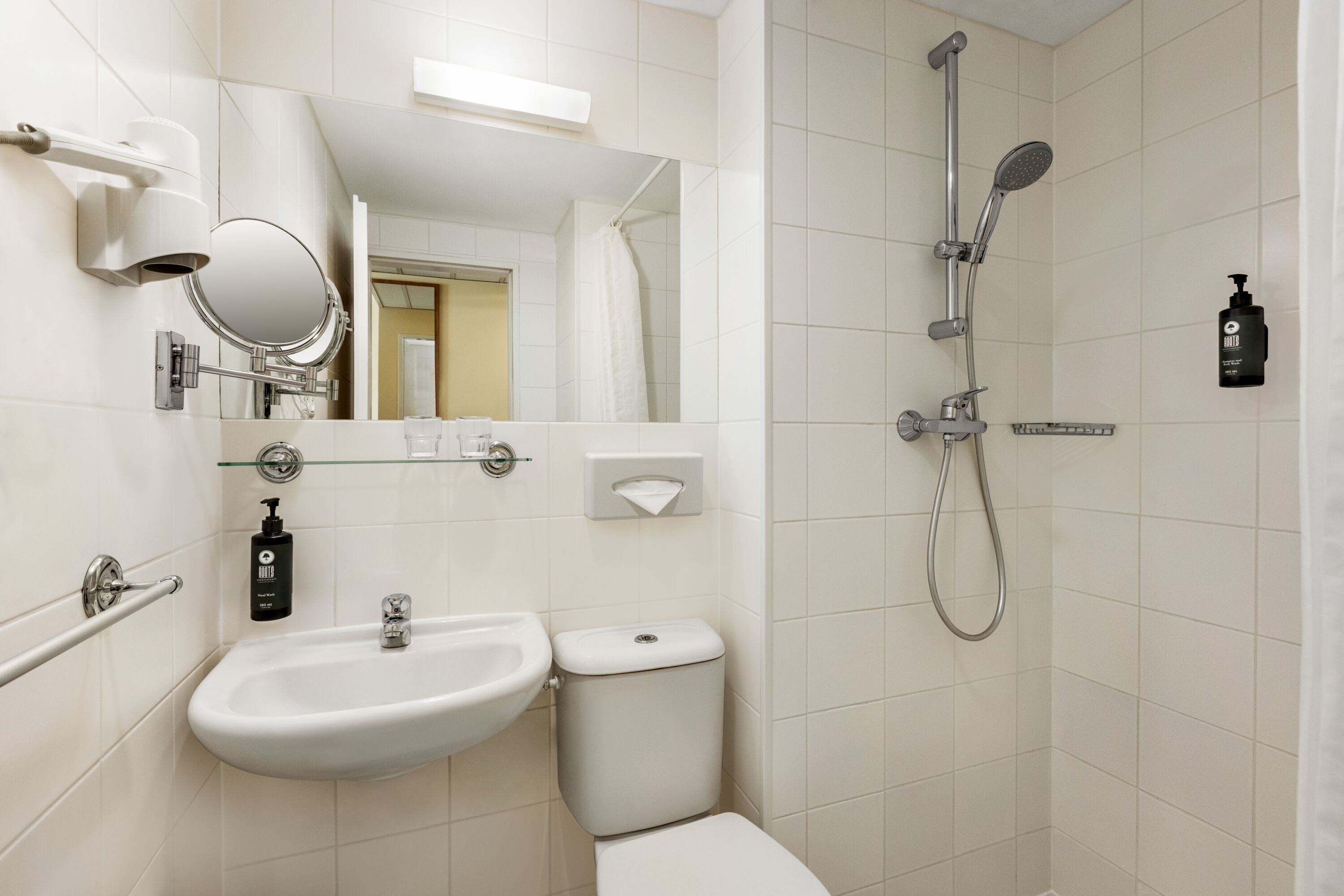 Guest room bath at the Amedia Express Prag, Trademark Collection by Wyndham in Prague, Other than US/Canada
