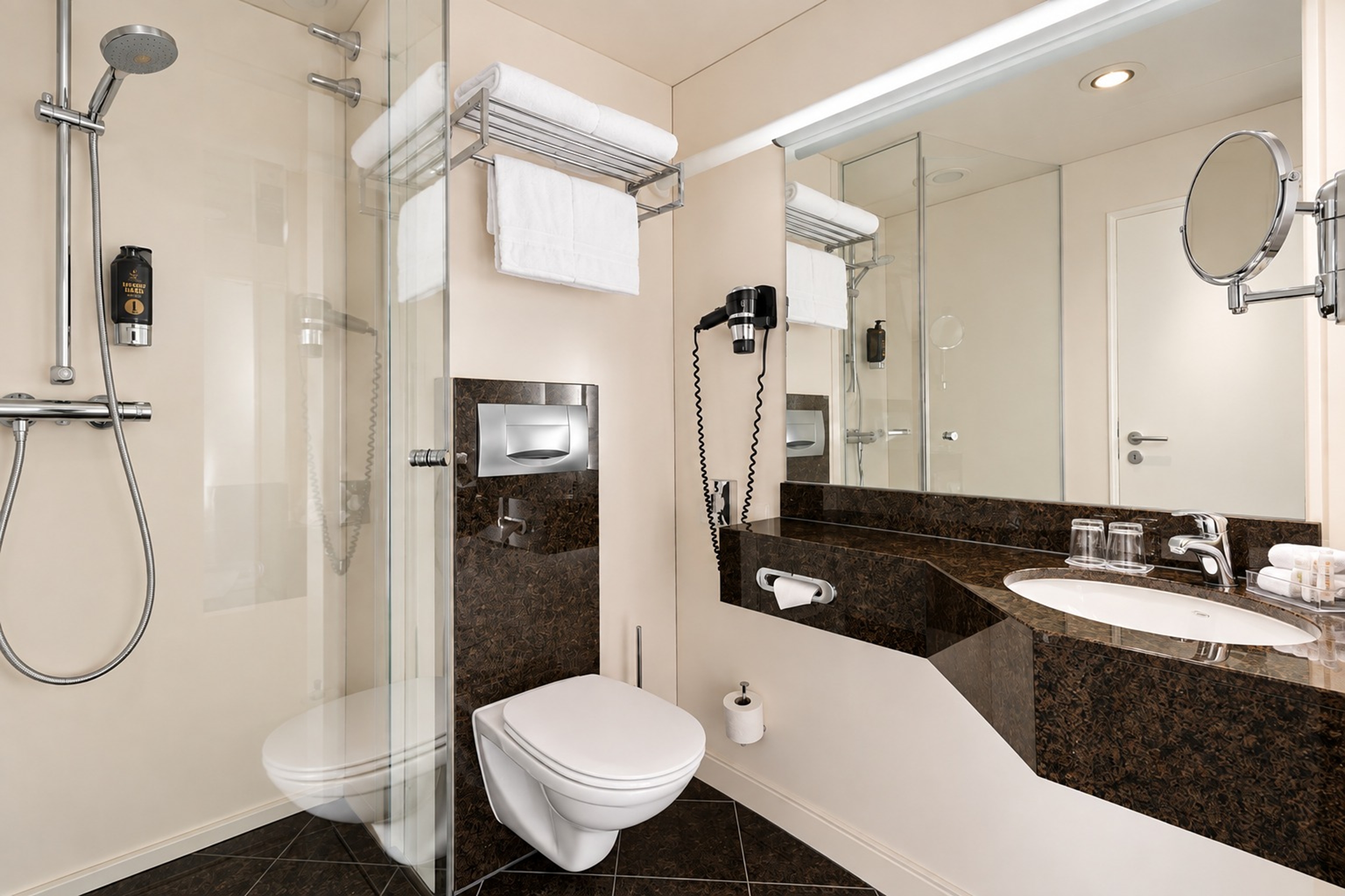 Guest room bath at the Rugs Hotel Augsburg, Trademark Collection by Wyndham in Augsburg, Other than US/Canada