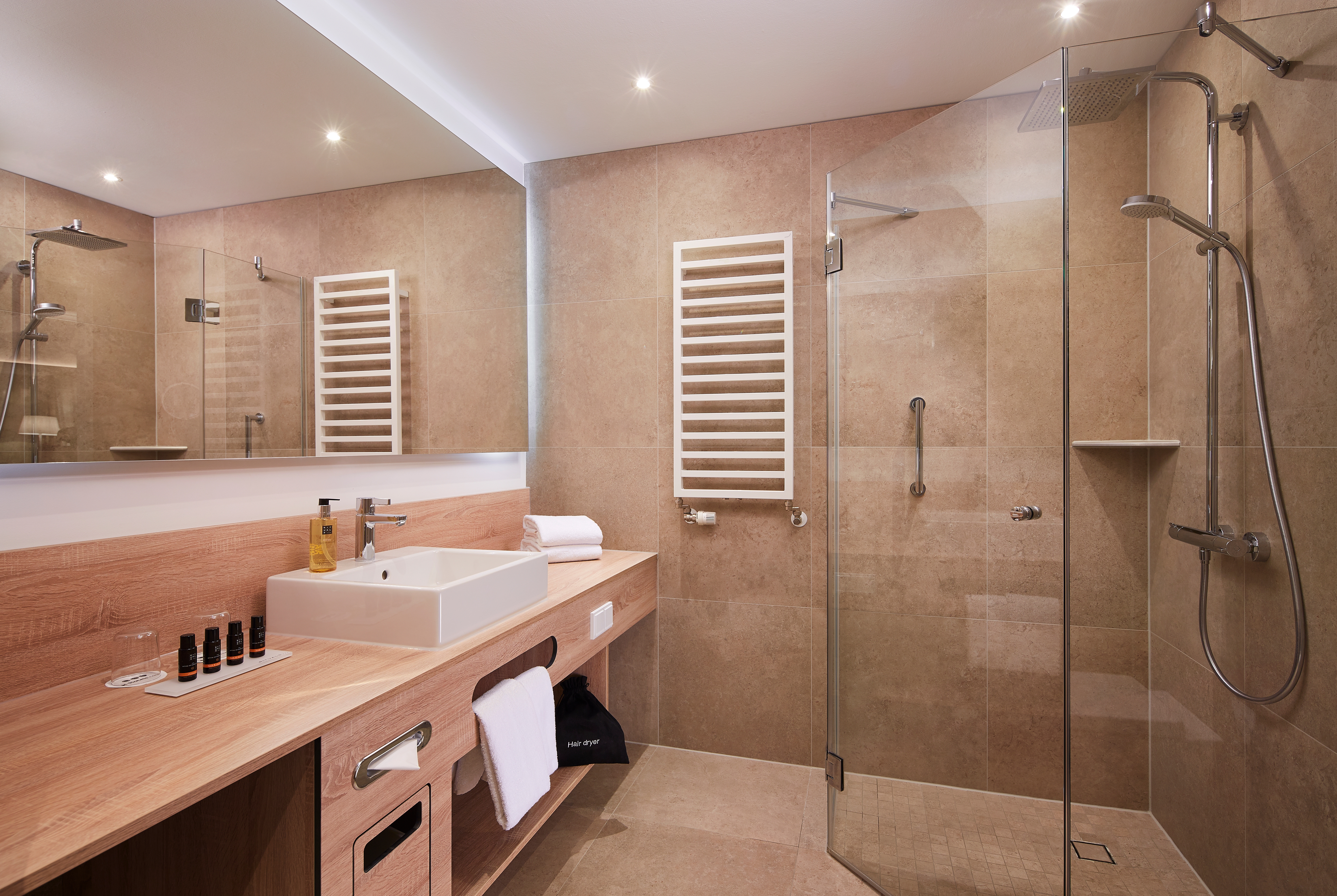 Guest room bath at the Hyperion Hotel Berlin in Berlin, Other than US/Canada