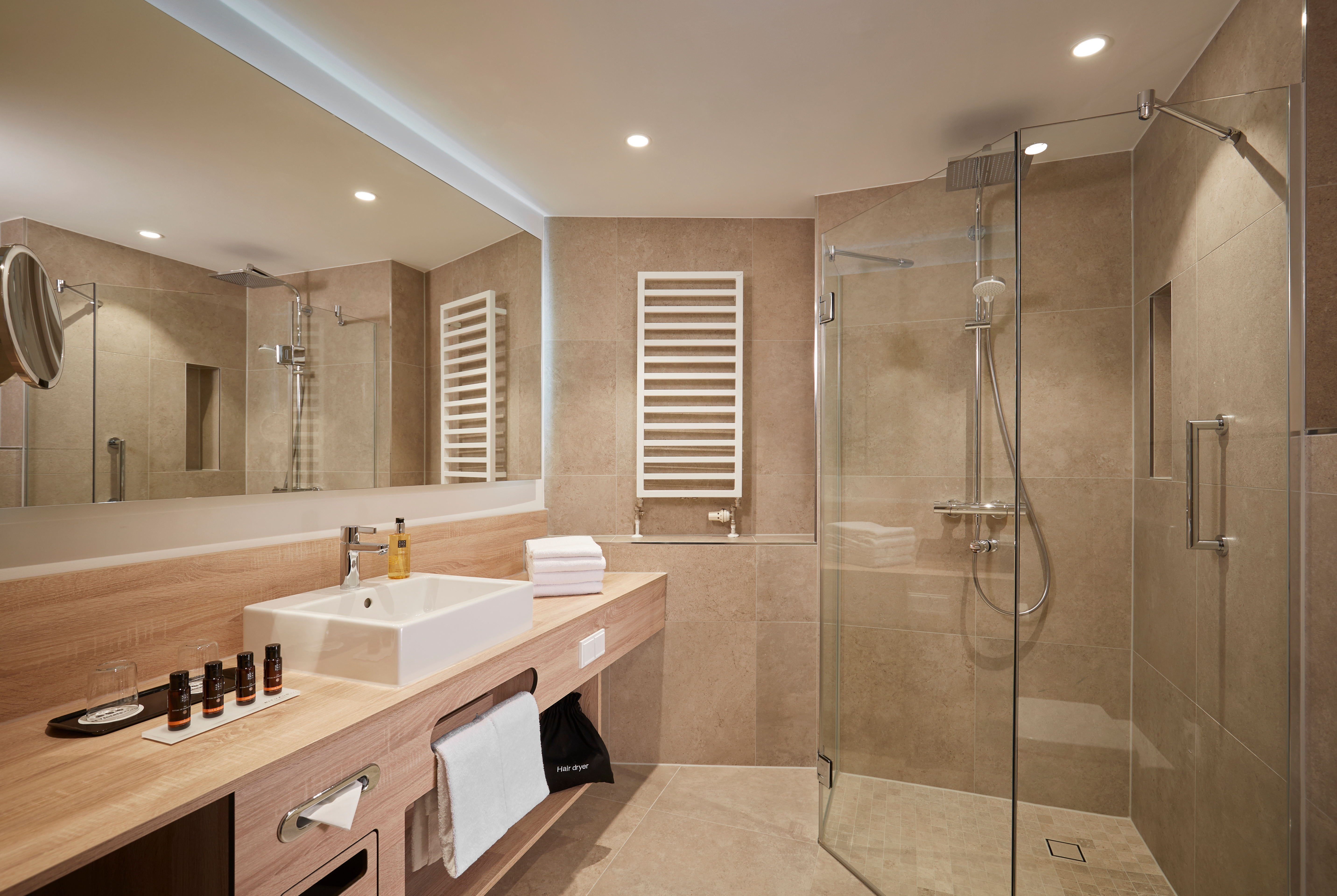 Guest room bath at the Hyperion Hotel Berlin in Berlin, Other than US/Canada