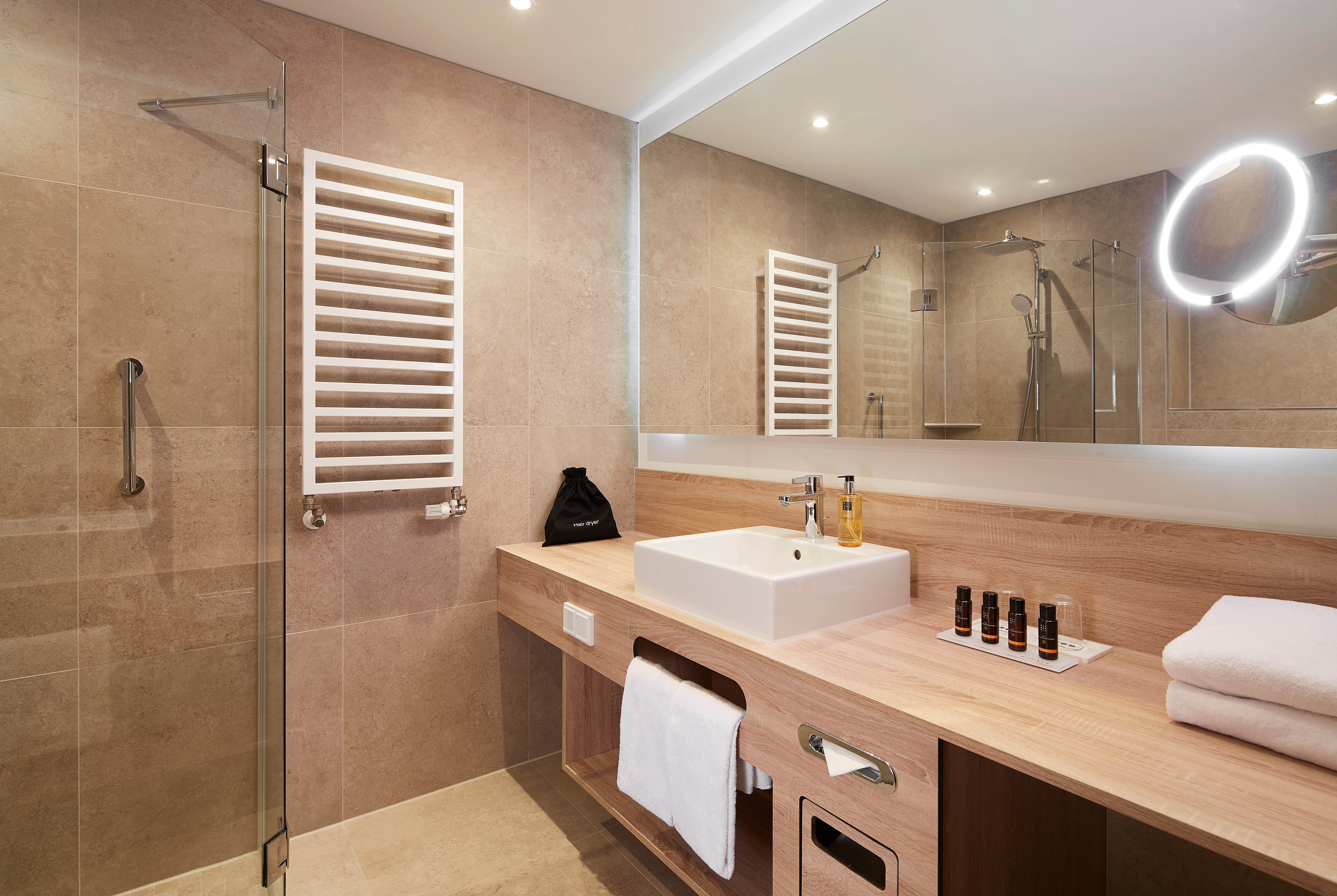 Guest room bath at the Hyperion Hotel Berlin in Berlin, Other than US/Canada