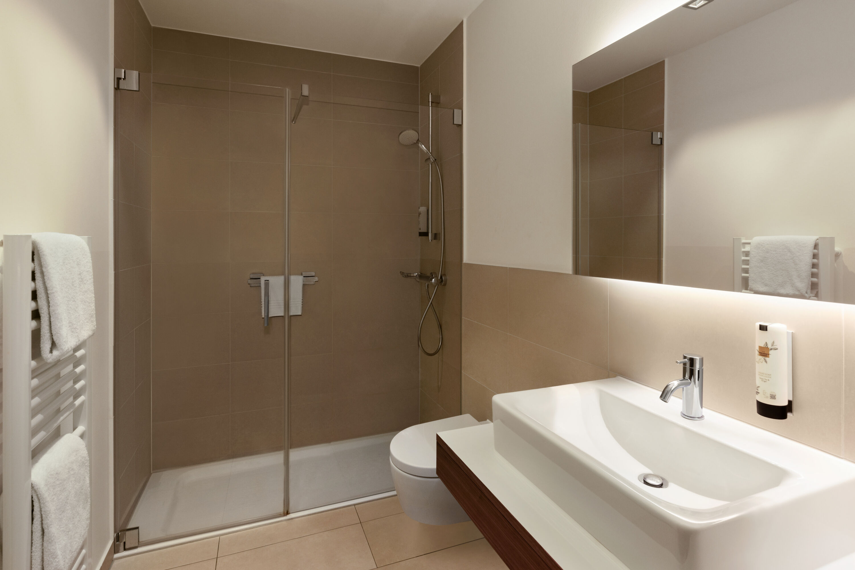 Guest room bath at the Amedia Plaza Dresden, Trademark Collection by Wyndham in Dresden, Other than US/Canada