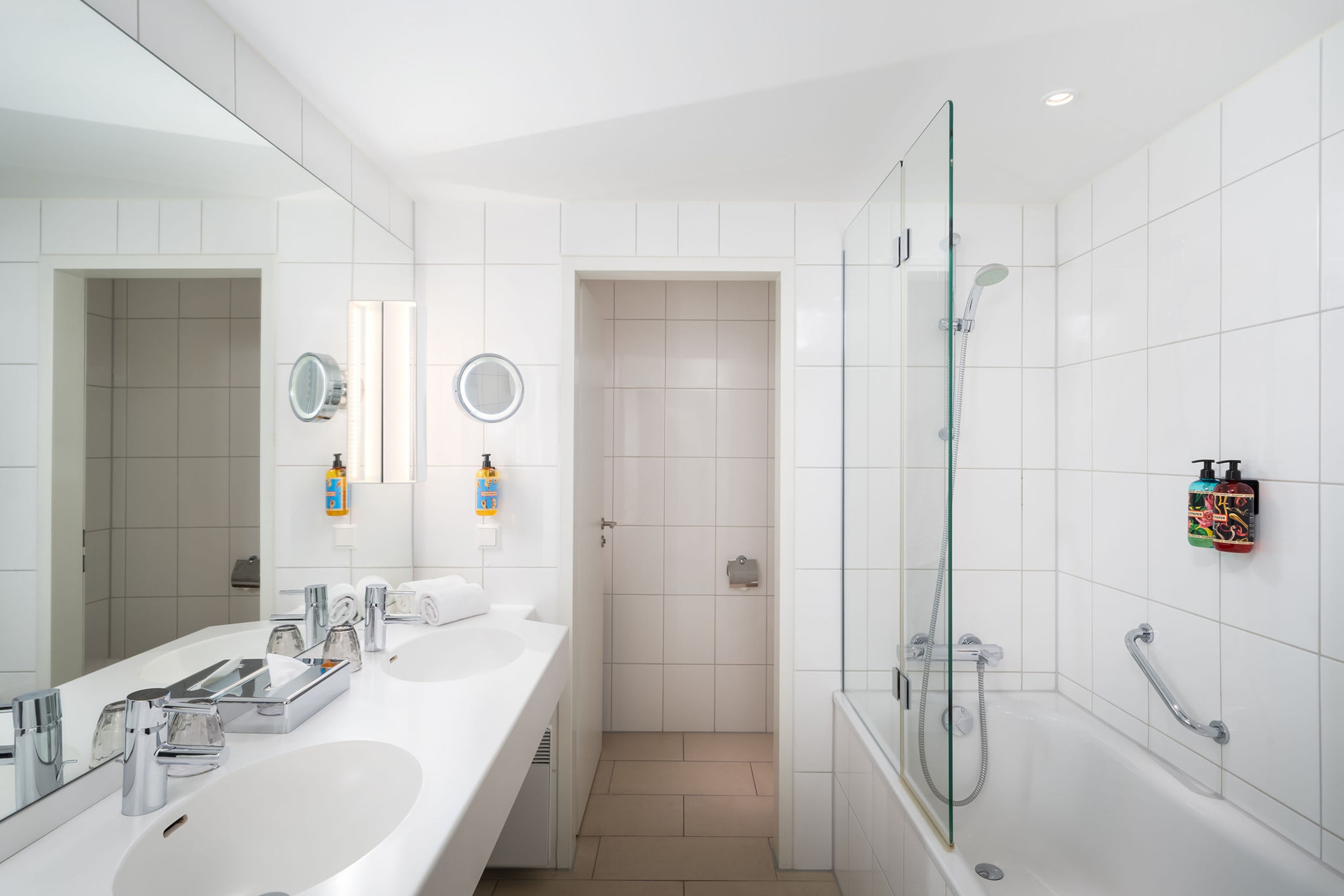 Guest room bath at the elaya Hotel Stuttgart Ludwigsburg, Trademark by Wyndham in Korntal-Munchingen, Other than US/Canada