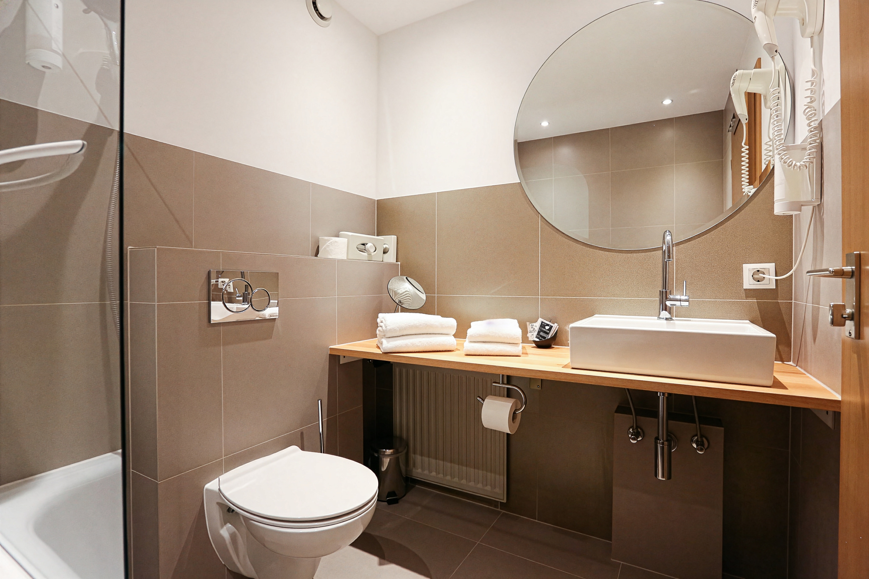 Guest room bath at the Arthotel ANA Goggl, Trademark Collection by Wyndham in Landsberg am Lech, Other than US/Canada