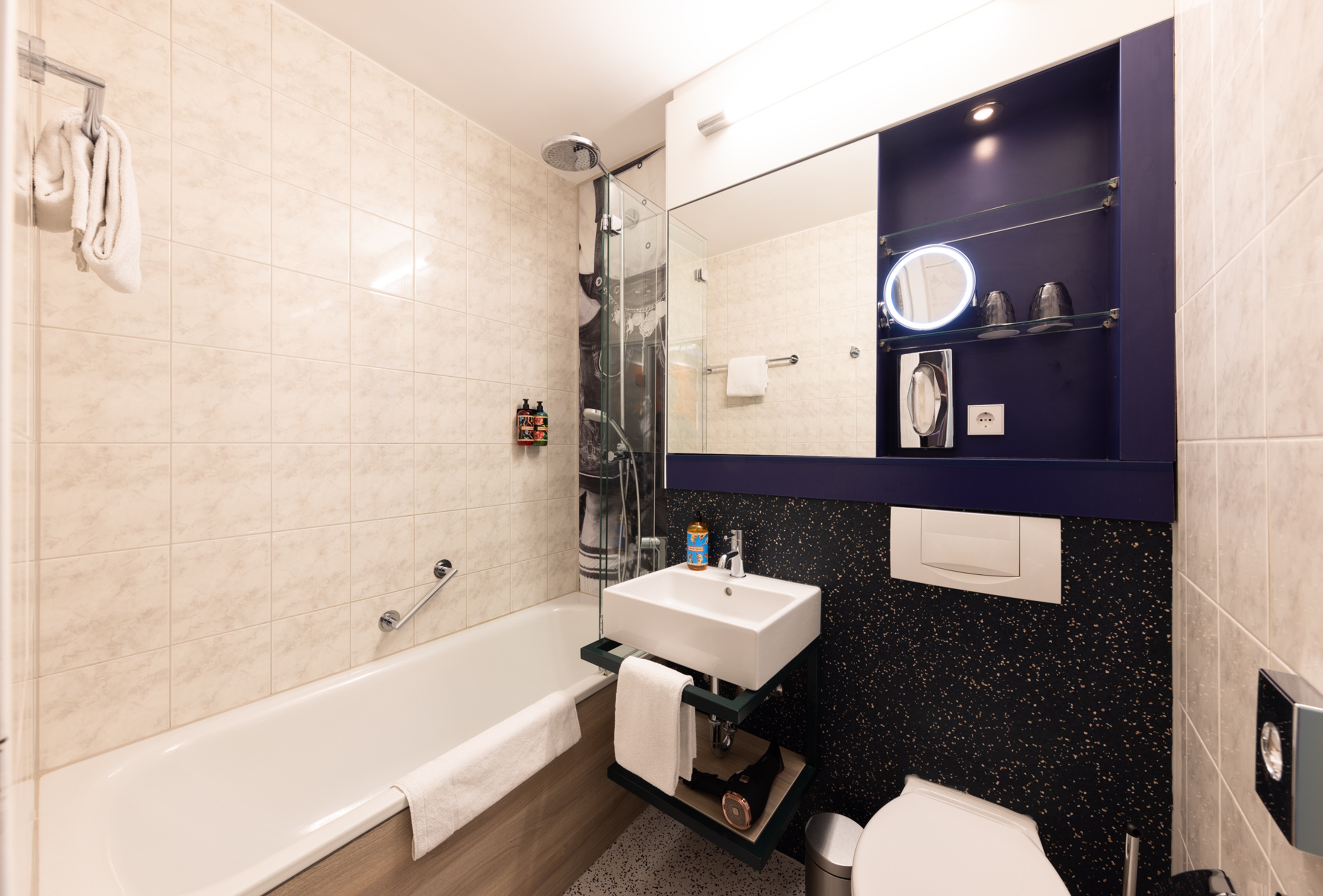 Guest room bath at the The Rilano Hotel Munich, Trademark Collection by Wyndham in Munich, Other than US/Canada