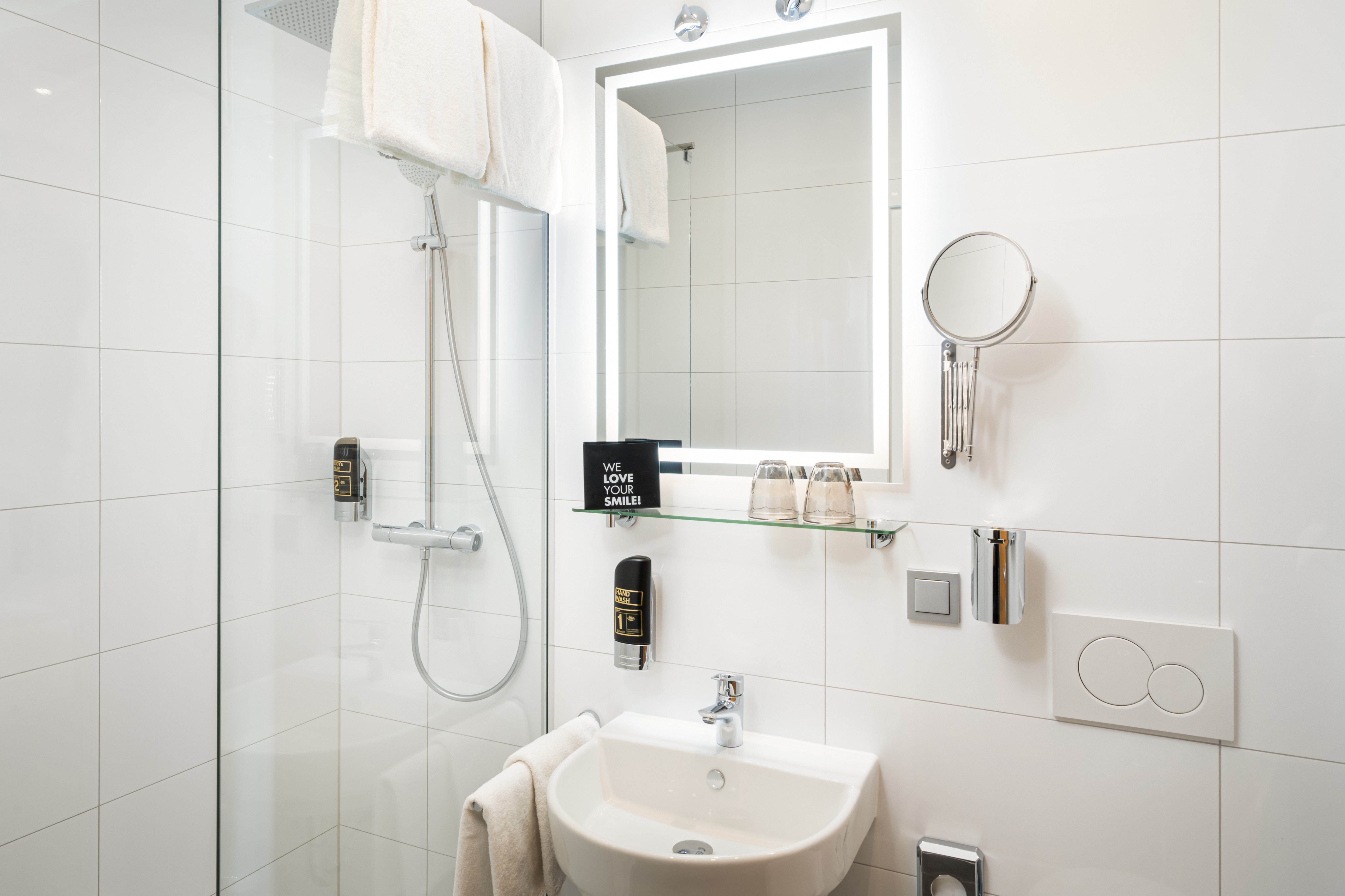 Guest room bath at the Arthotel ANA Neotel, Trademark Collection by Wyndham in Stuttgart, Other than US/Canada