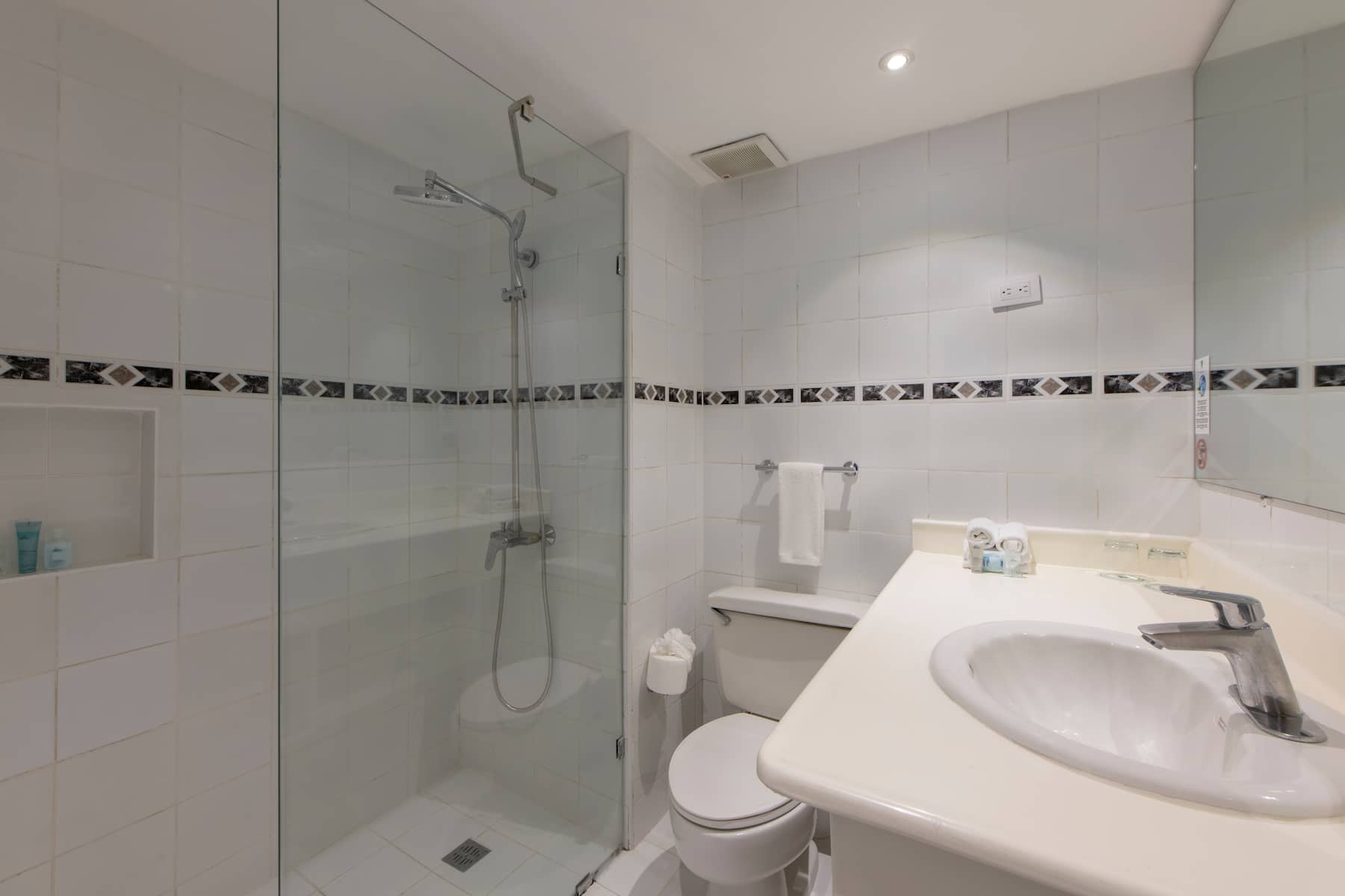 Guest room bath at the Viva Heavens by Wyndham, A Trademark All Inclusive in Puerto Plata, Other than US/Canada