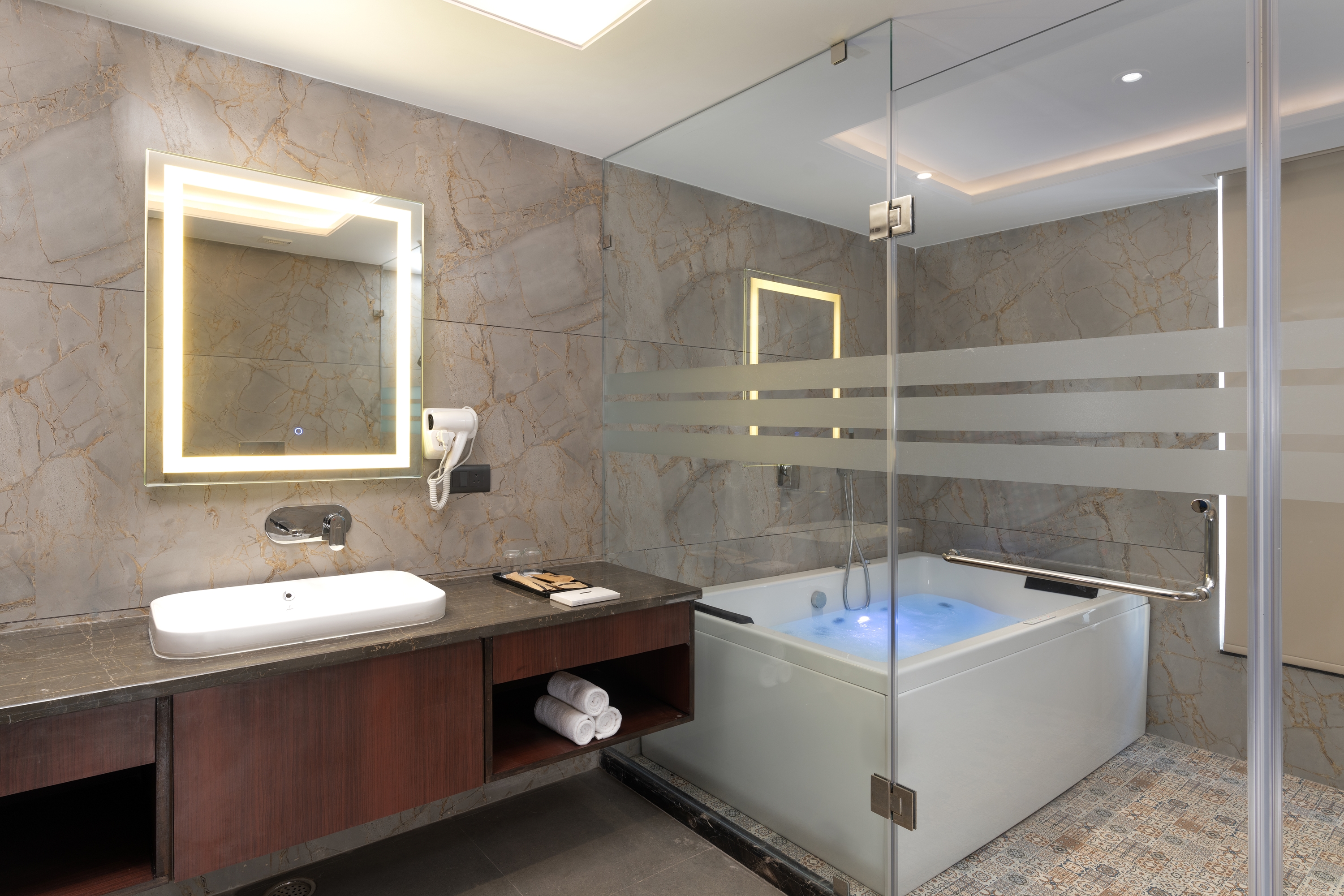 Guest room bath at the Cygnett Park BL, Trademark Collection by Wyndham in Jaipur, Other than US/Canada