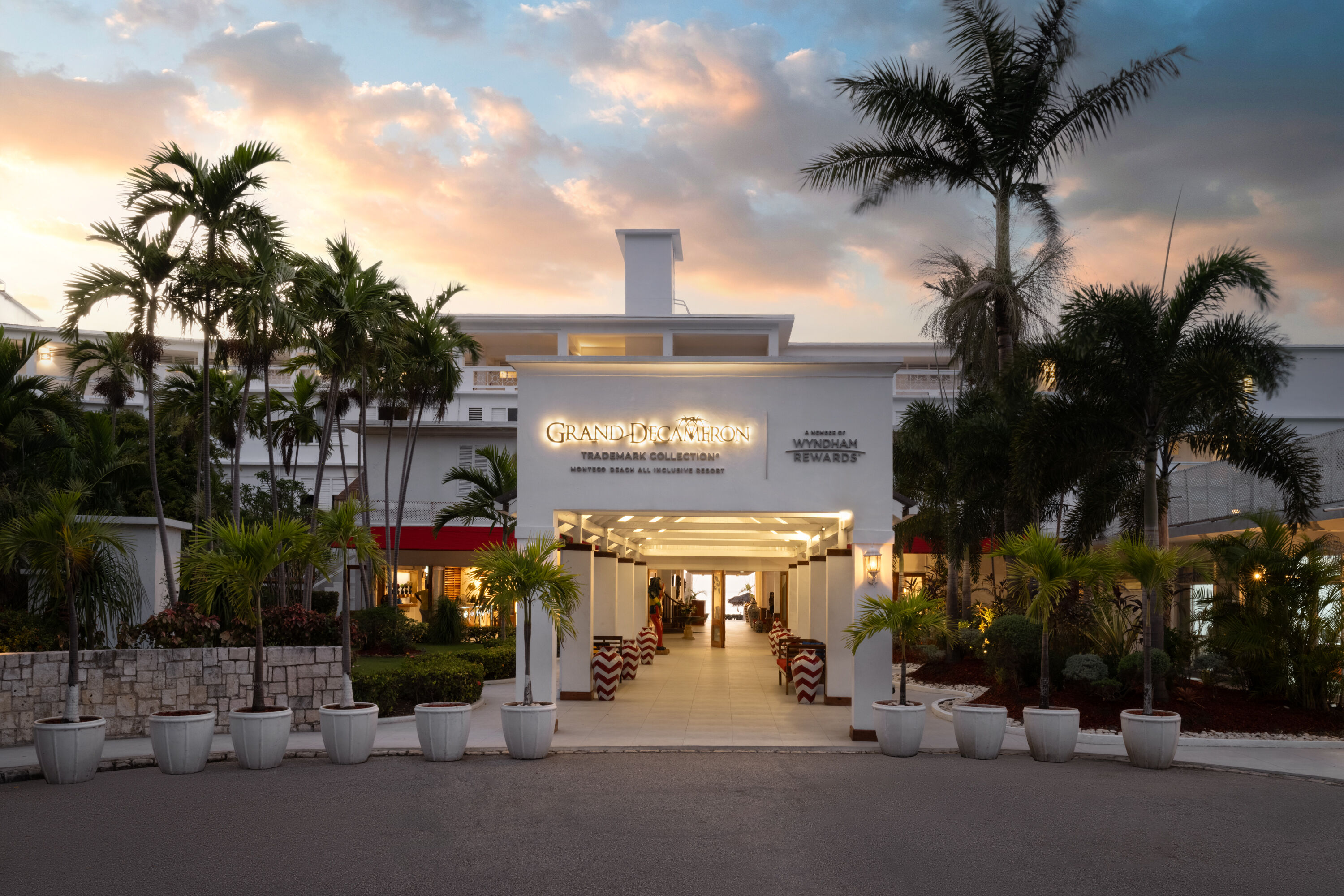 Exterior Dusk Image of Grand Decameron Montego Beach, A Trademark All Inclusive hotel in Montego Bay, Other than US/Canada