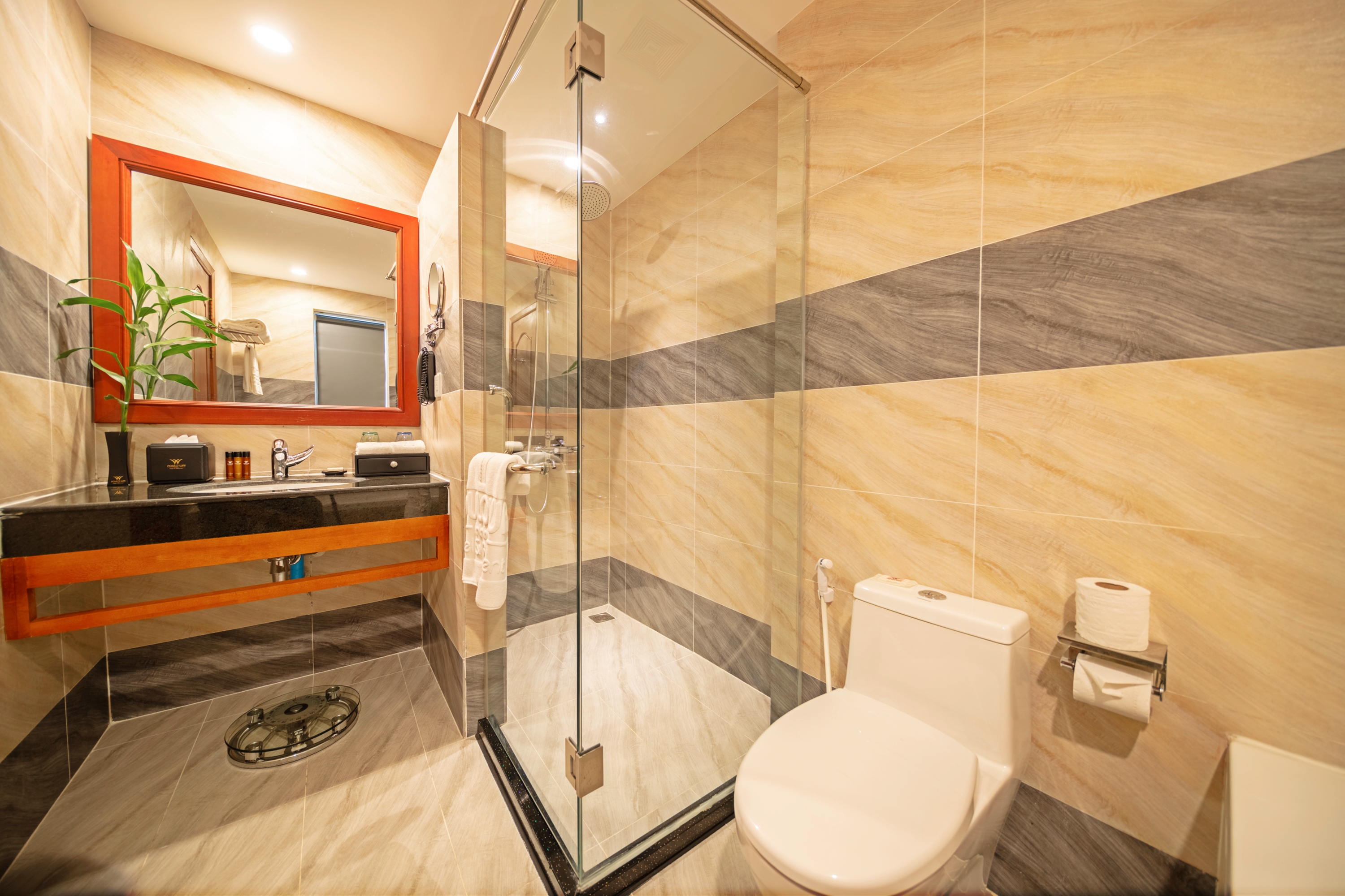 Guest room bath at the Poulo Wai Hotel, Trademark Collection by Wyndham in Phnom Penh, Other than US/Canada