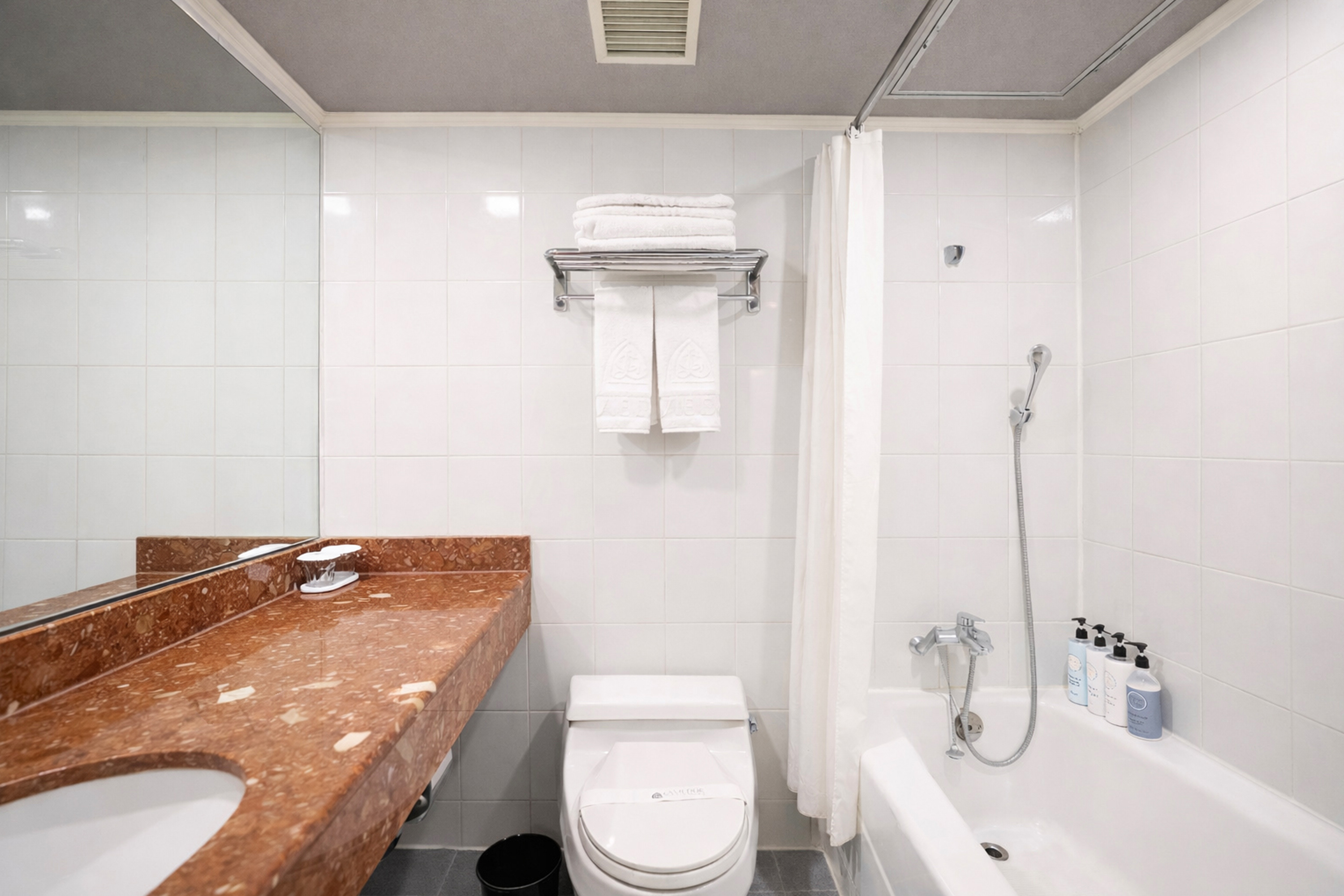 Guest room bath at the La Vie Dor Hotel and Resort, Trademark Collection by Wyndham in Hwasung, Other than US/Canada