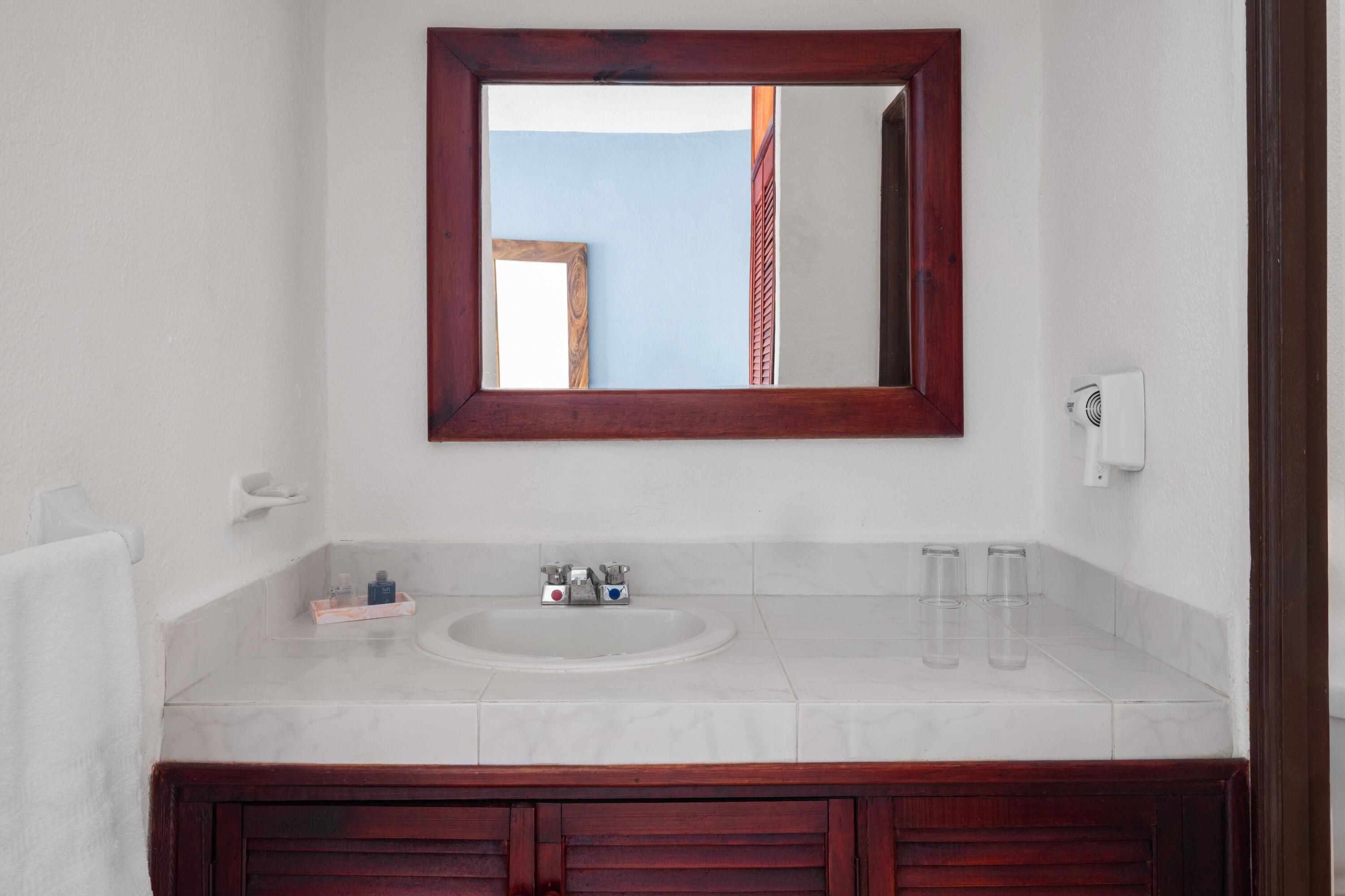 Guest room bath at the Grand Decameron Complex Bucerias, A Trademark All Inclusive in Bucerias, Other than US/Canada