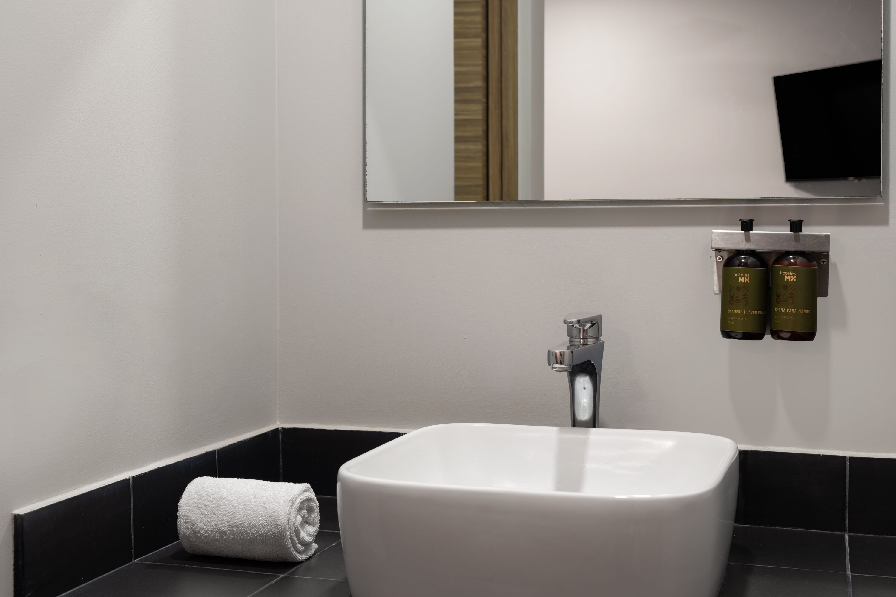 Guest room bath at the Hotel MX zocalo CDMX, Trademark Collection by Wyndham in Mexico City, Other than US/Canada