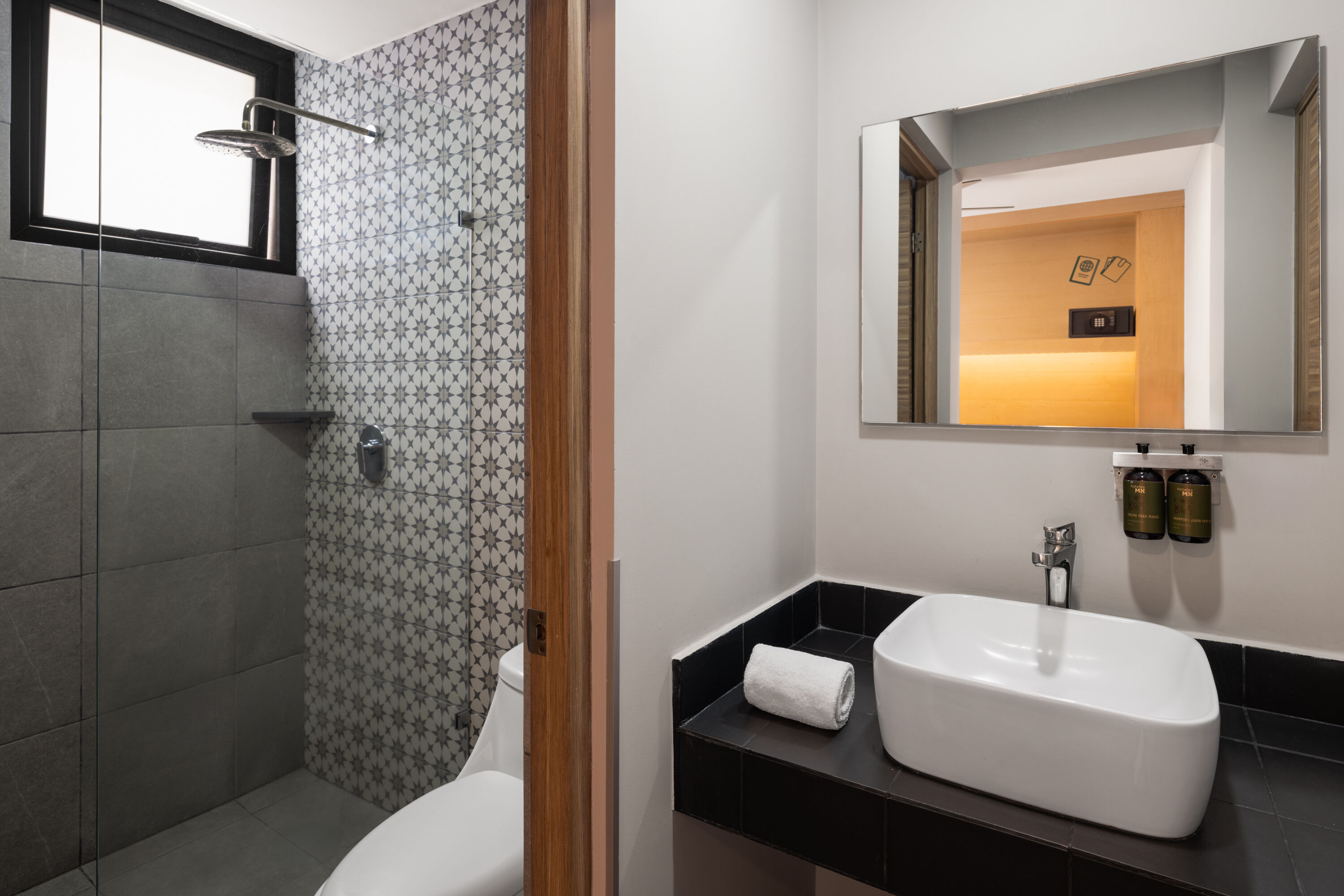 Guest room bath at the Hotel MX zocalo CDMX, Trademark Collection by Wyndham in Mexico City, Other than US/Canada